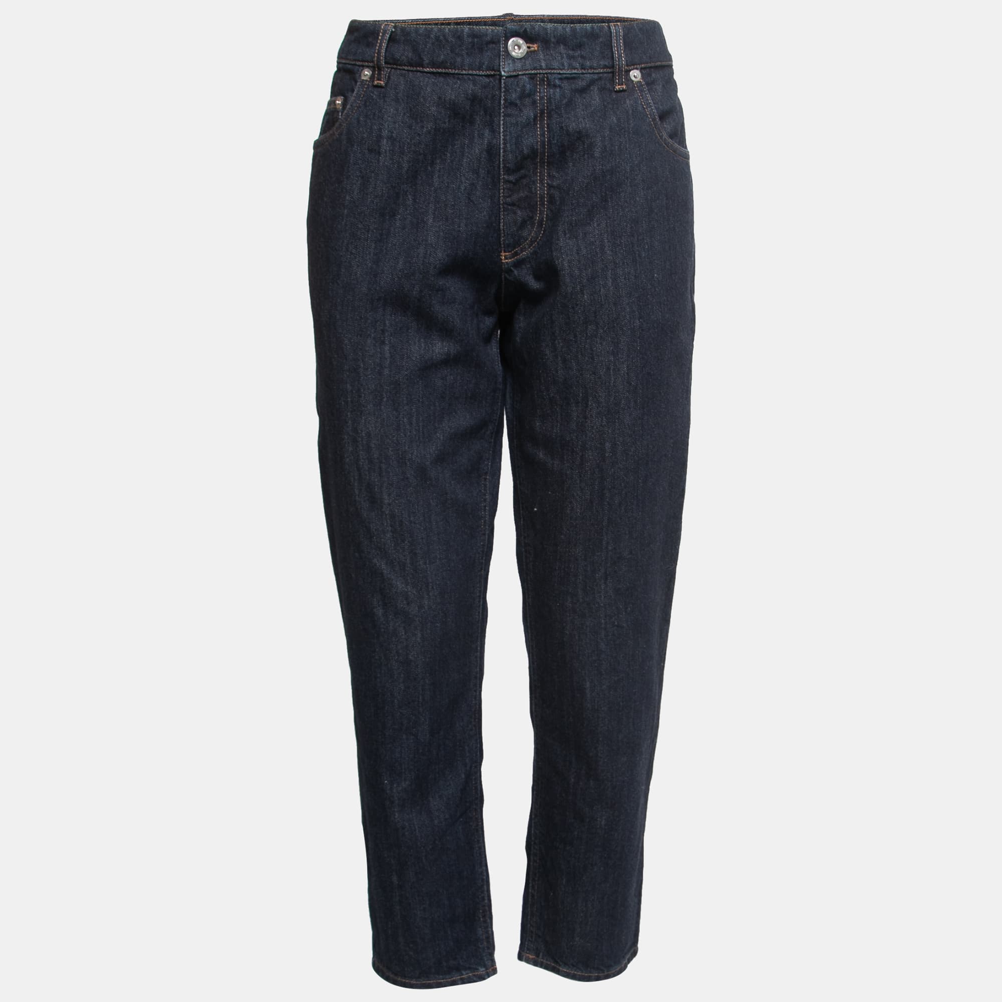 Miu Miu Indigo Embellished Detail Crop Jeans M