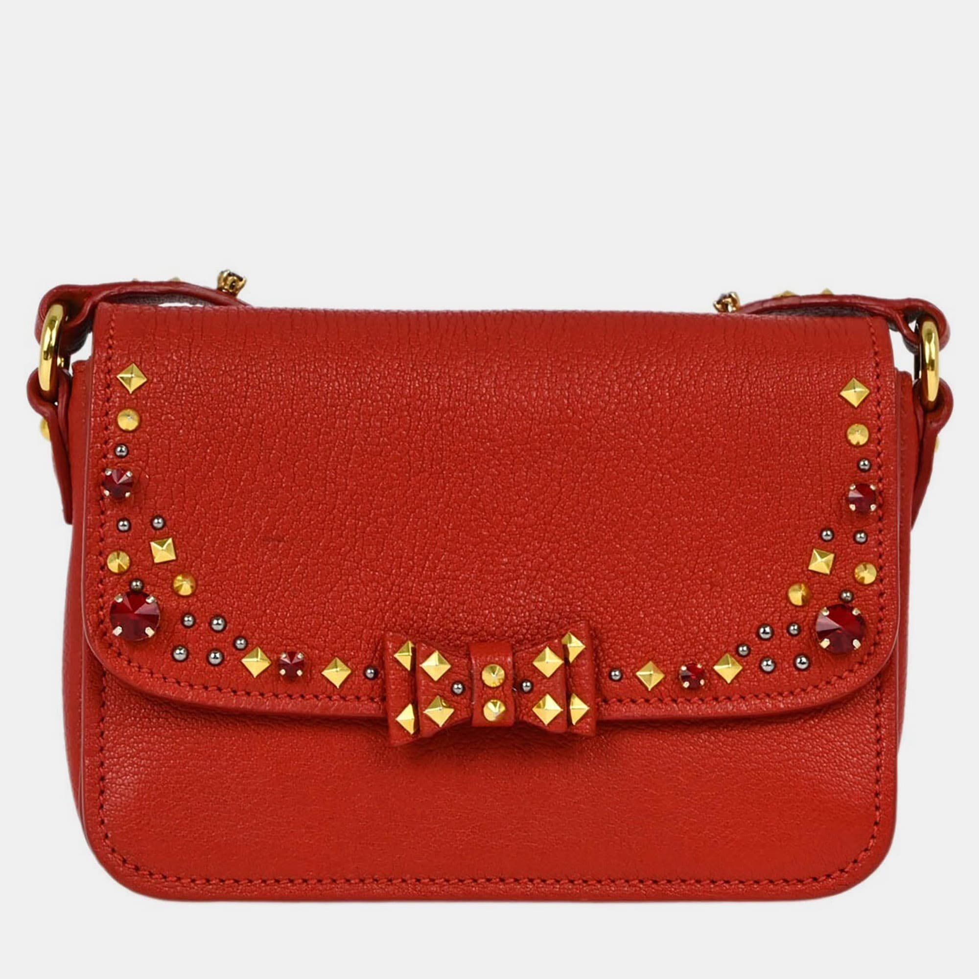 Miu Miu Red Goatskin Crossbody Bag