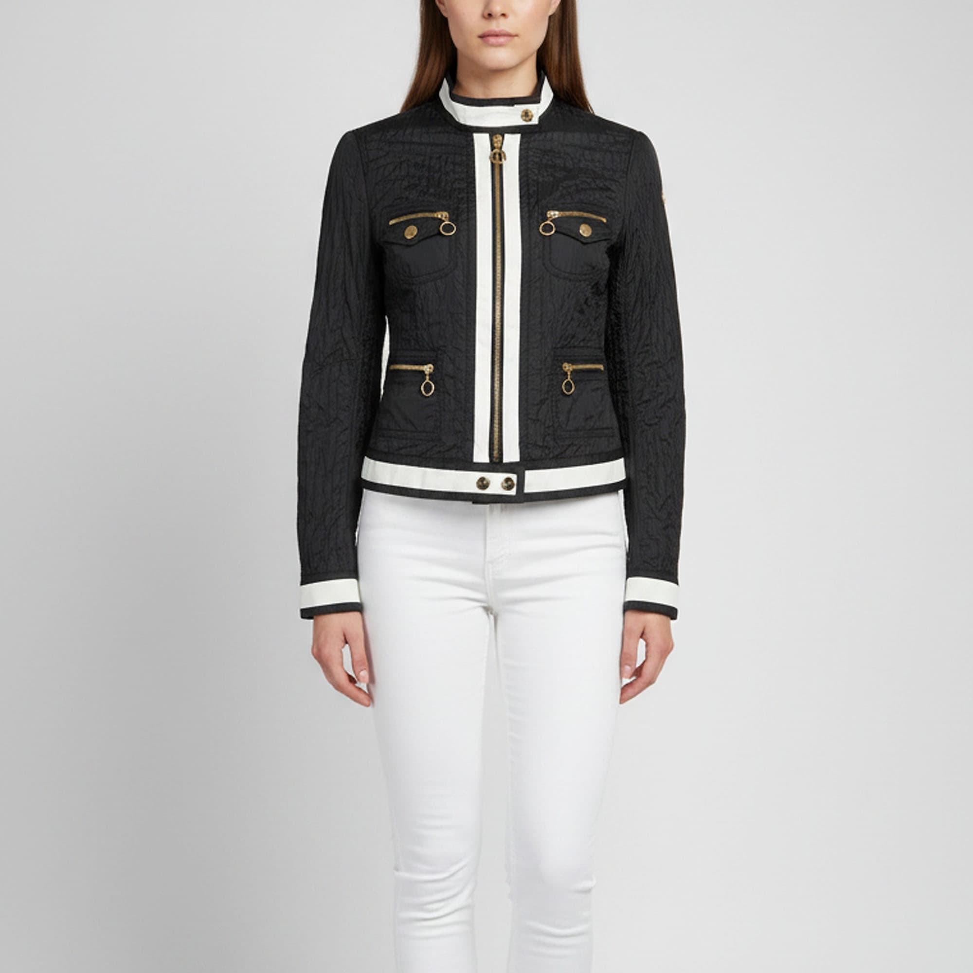 Moncler Black Navy Blue Nylon Quilted Jacket M