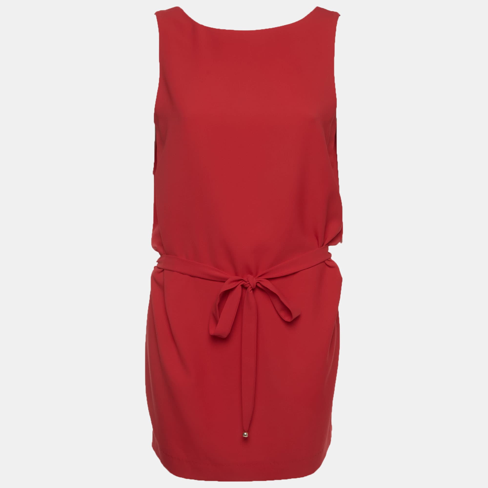 Moschino Cheap and Chic Pink Stretch Crepe Belted Mini Dress M