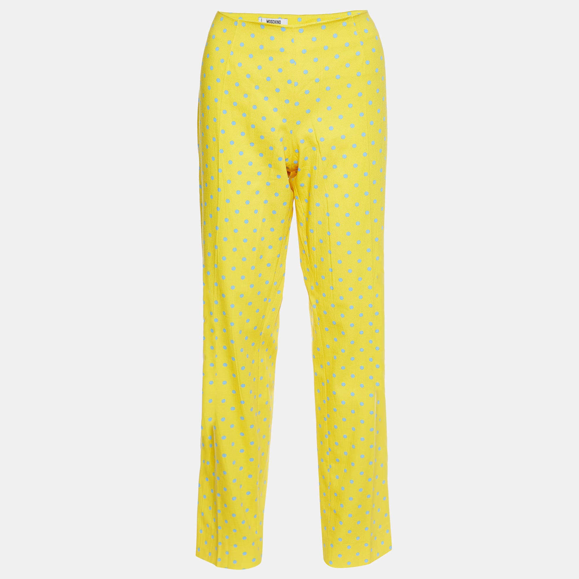 Moschino Cheap and Chic Yellow Polka Dot Printed Pants L