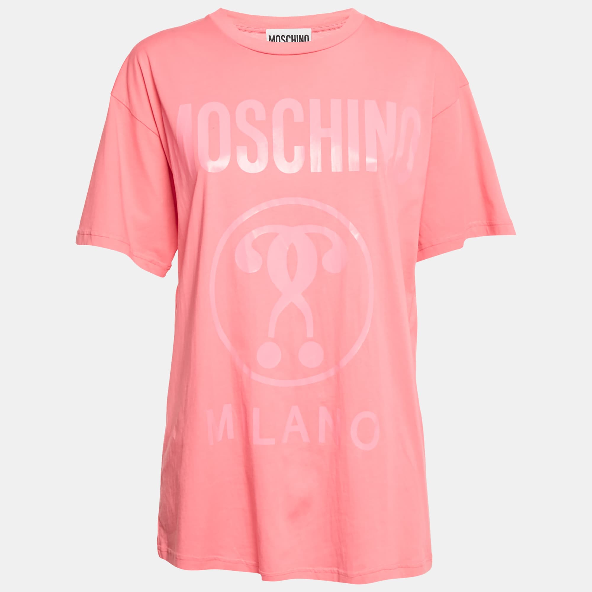 Moschino Couture Pink Logo Print Jersey T-Shirt XS