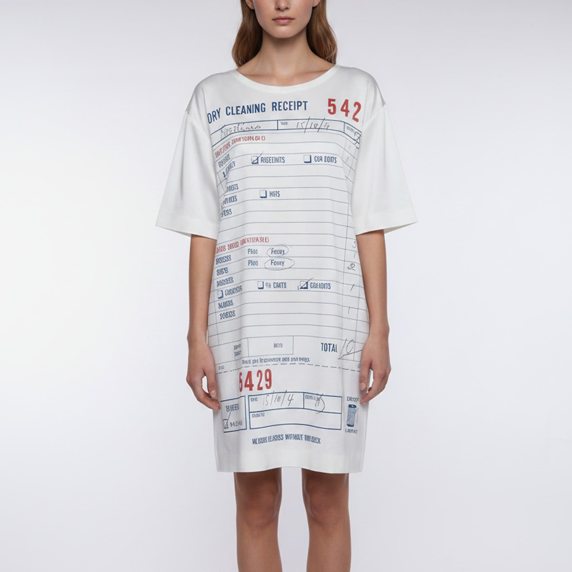 Moschino Couture White Dry Cleaning Receipt Print Crepe Satin Mini Dress M