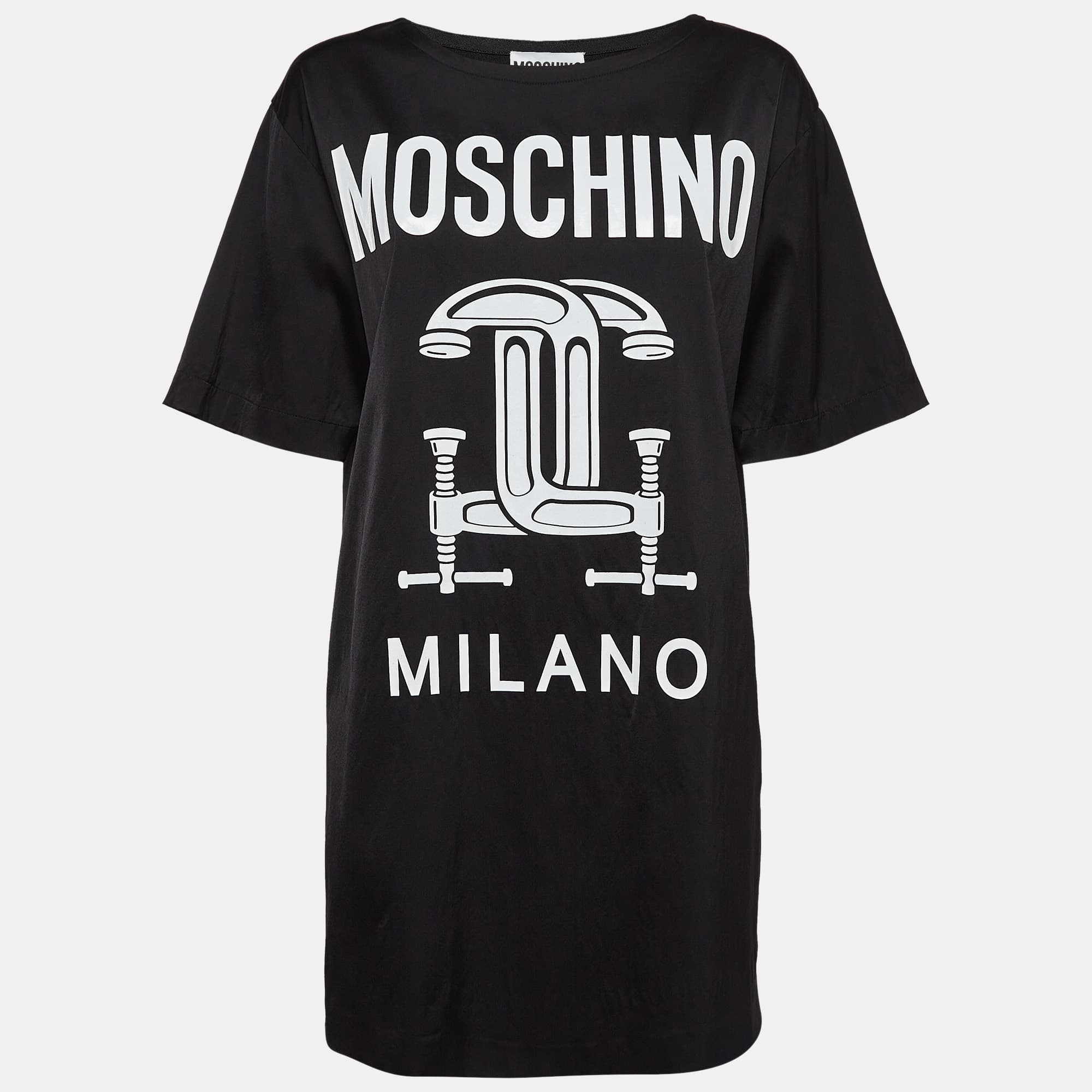 Moschino Couture Black Jersey Logo Print T-Shirt Dress M