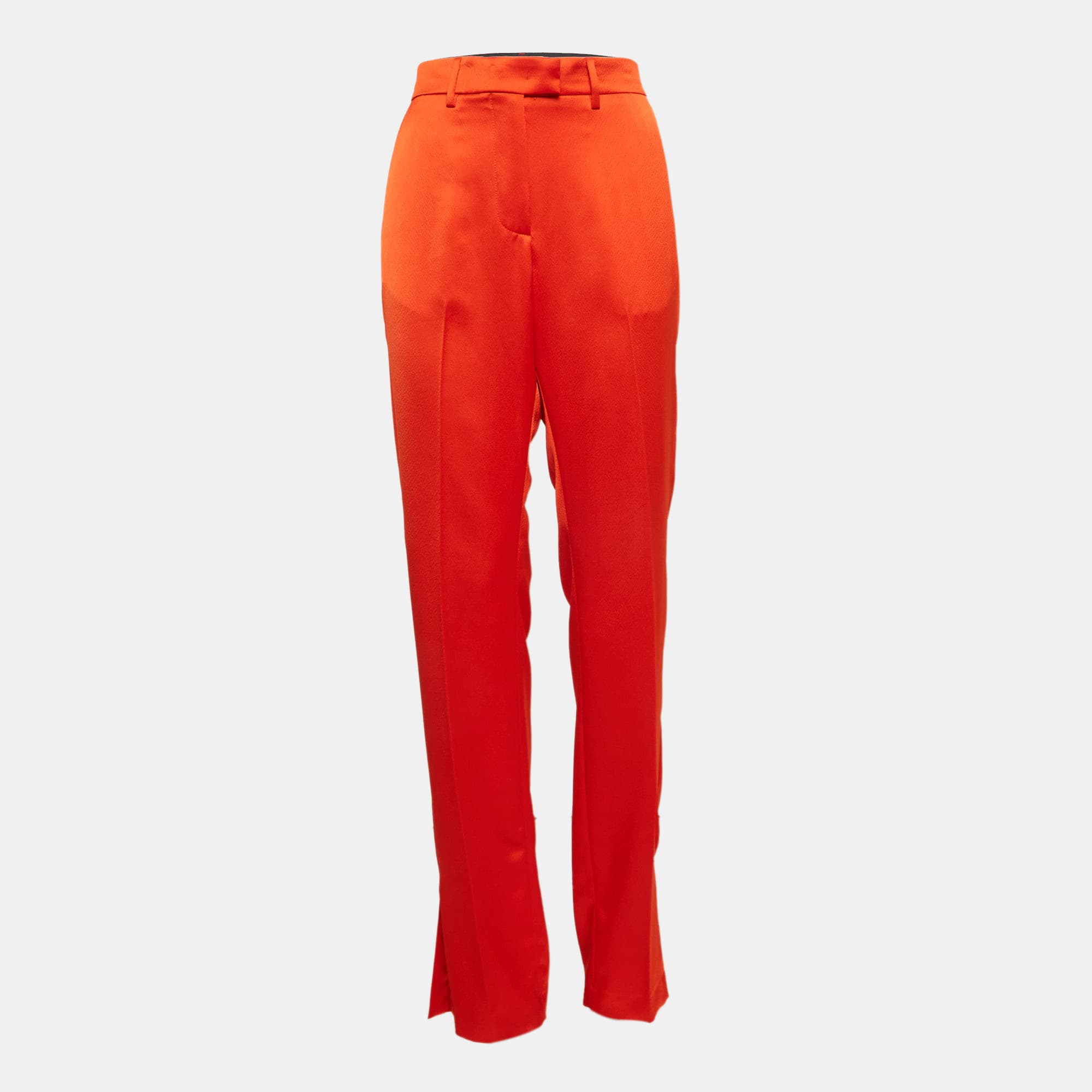 MSGM Orange Satin Straight Cut Trousers L