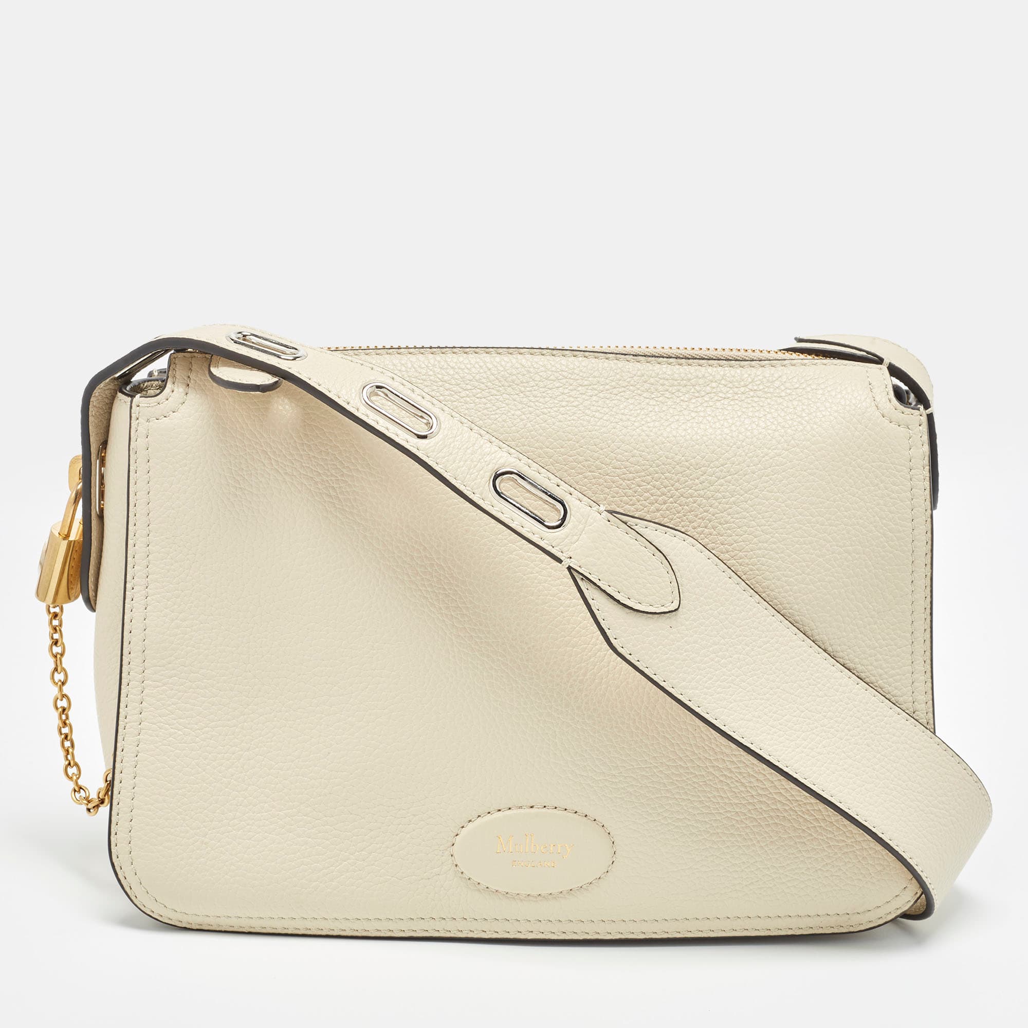 Mulberry Billie Small Ivory Leather Crossbody Bag