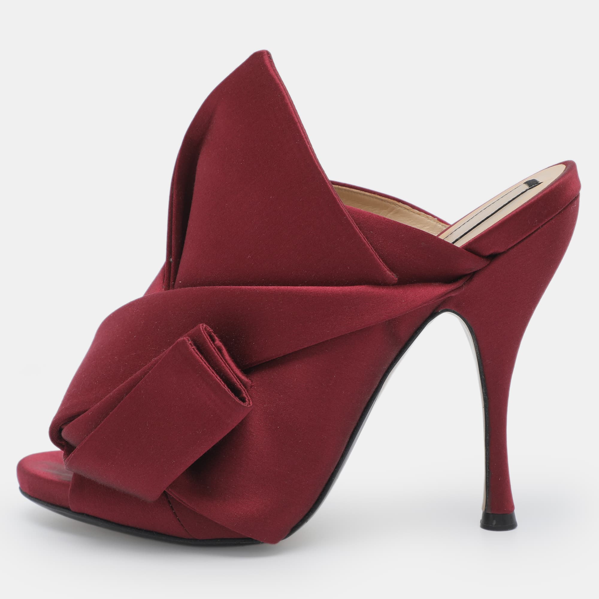 N21 Raso Knot Size 38 Burgundy Satin Mules