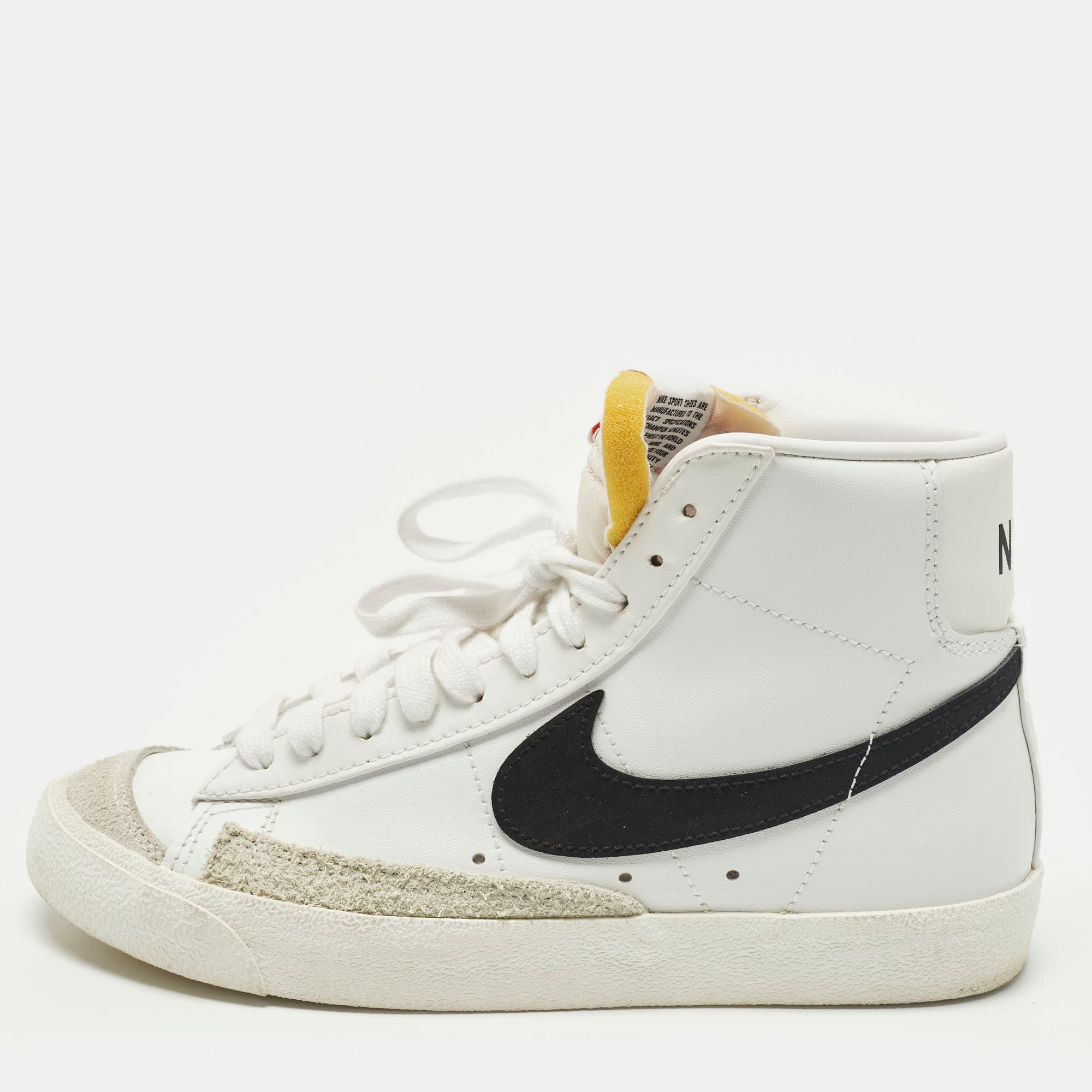 Nike Blazer Mid sacai Size 38 White Leather and Suede High Top Sneakers