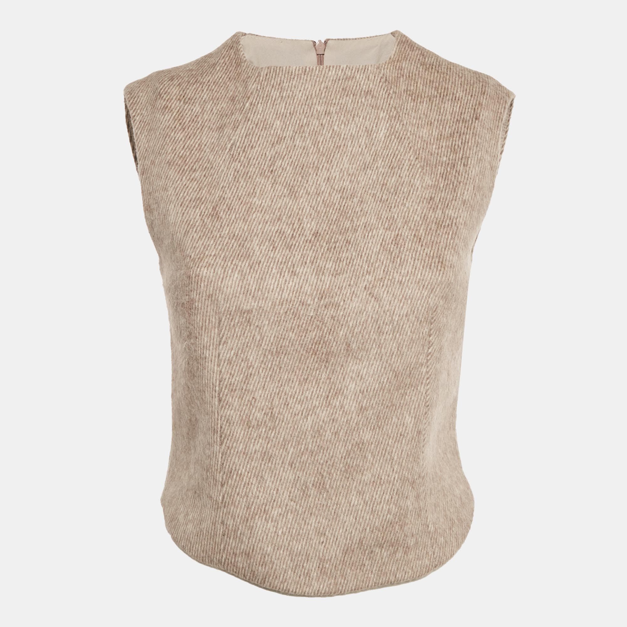 Oddmuse Beige Gabardine Sleeveless Top S