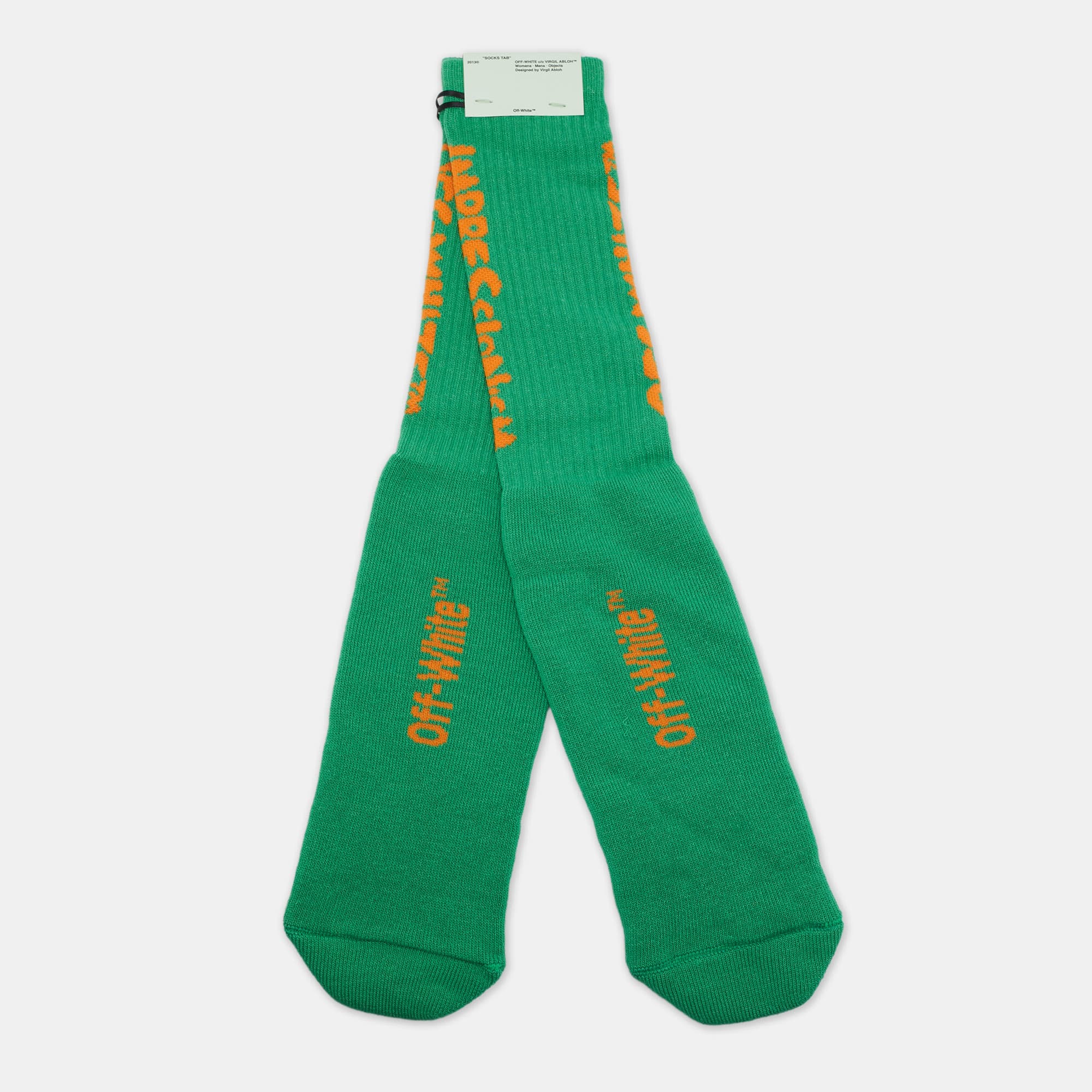 Off-White Green Bubble Front Cotton Socks One Size