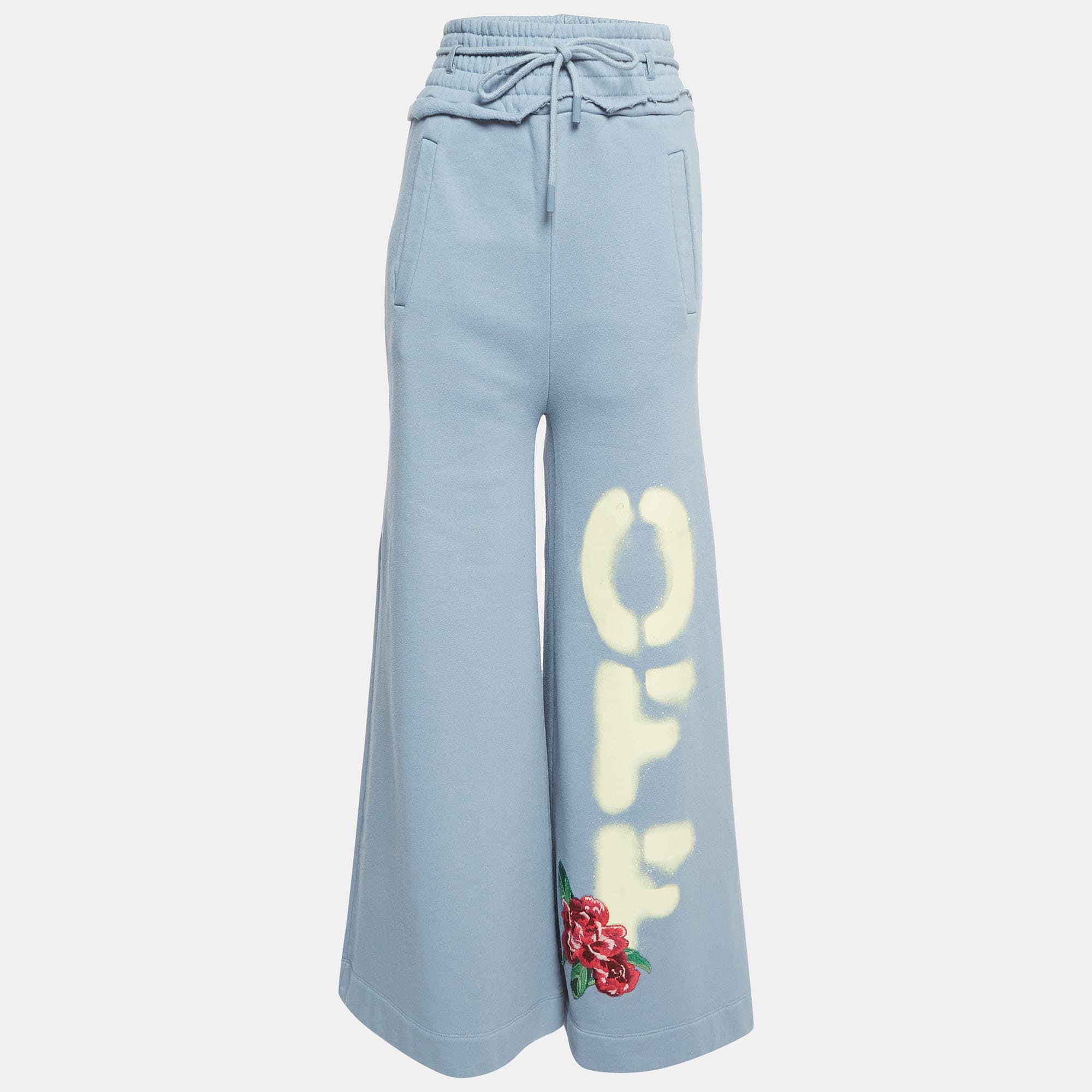 Off-White Blue Cotton Wide Leg Sweatpants XXS
