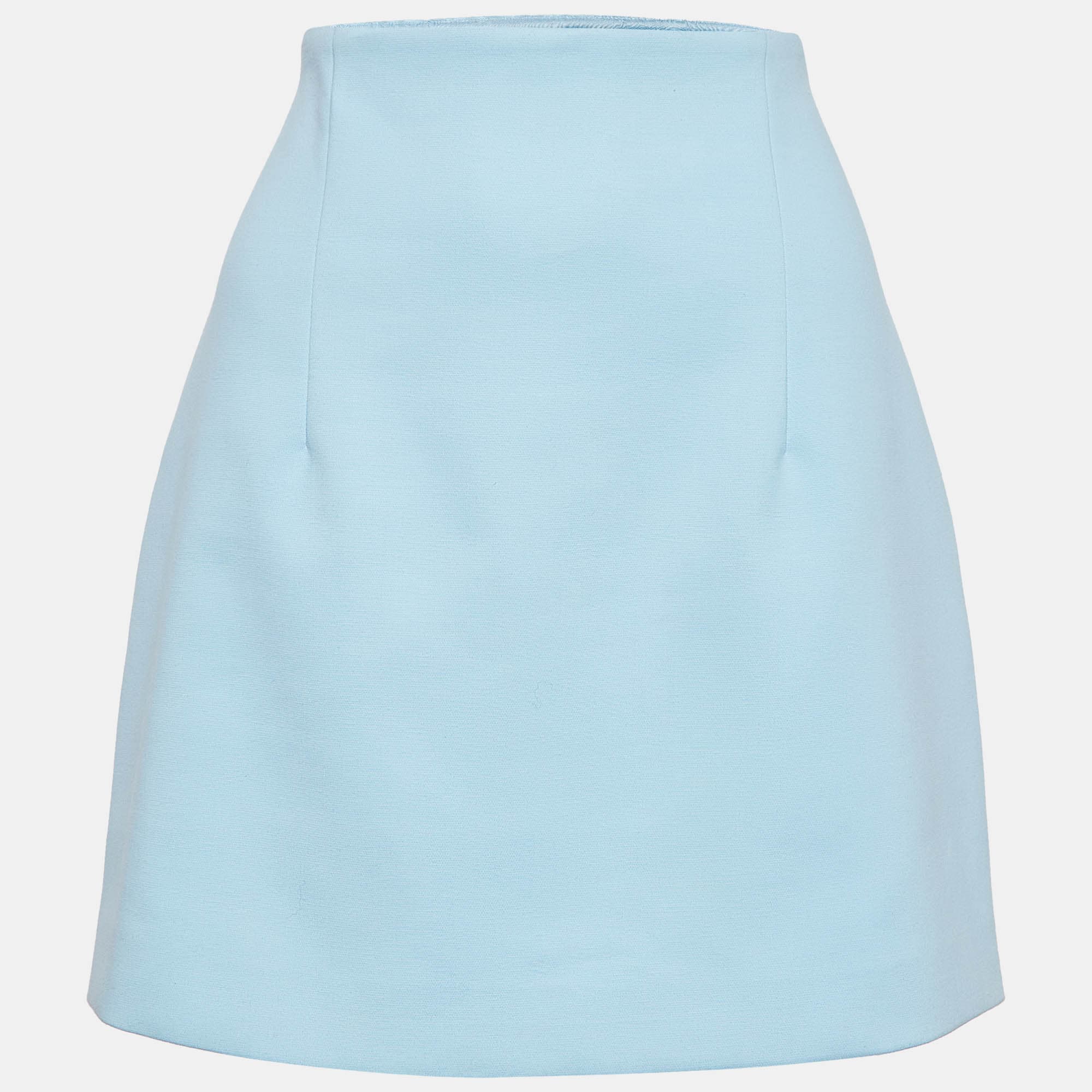 Off-White Blue Crepe Mini Skirt M