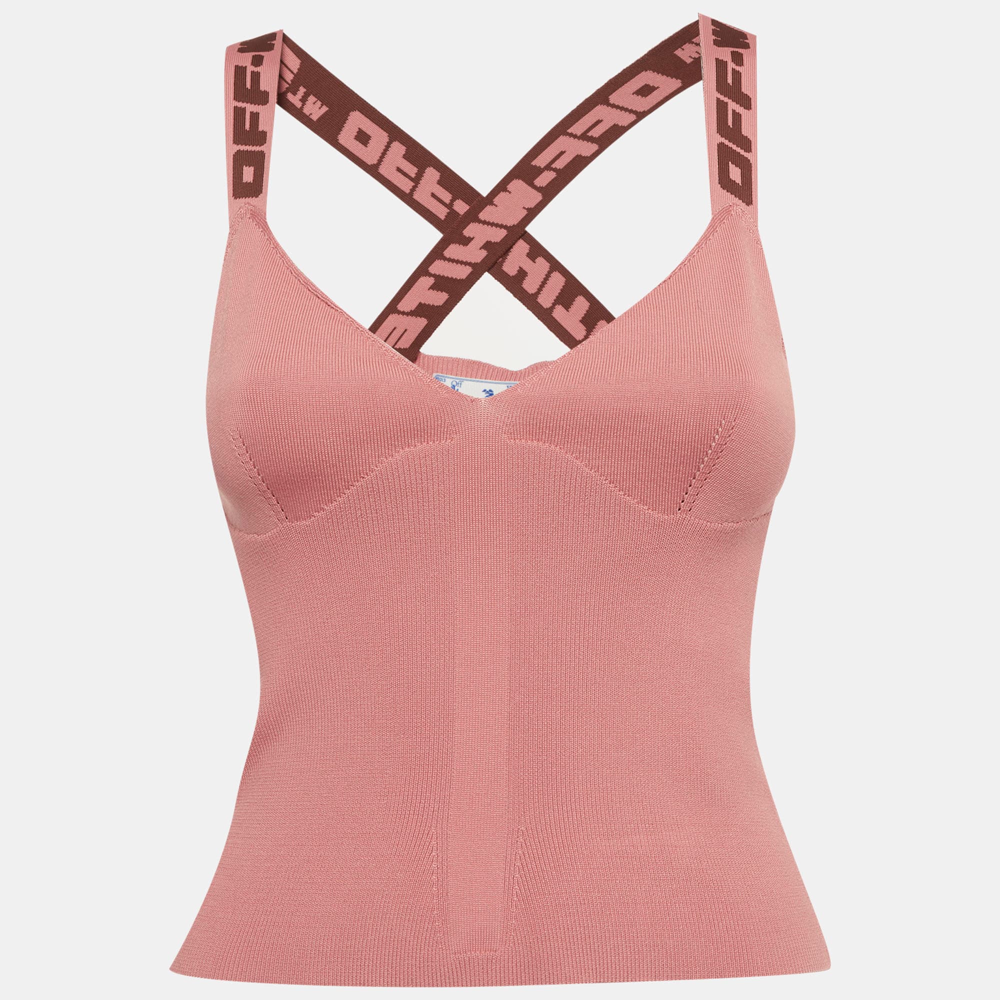 Off-White Light Pink Stretch Knit Logo Band Tank Top L