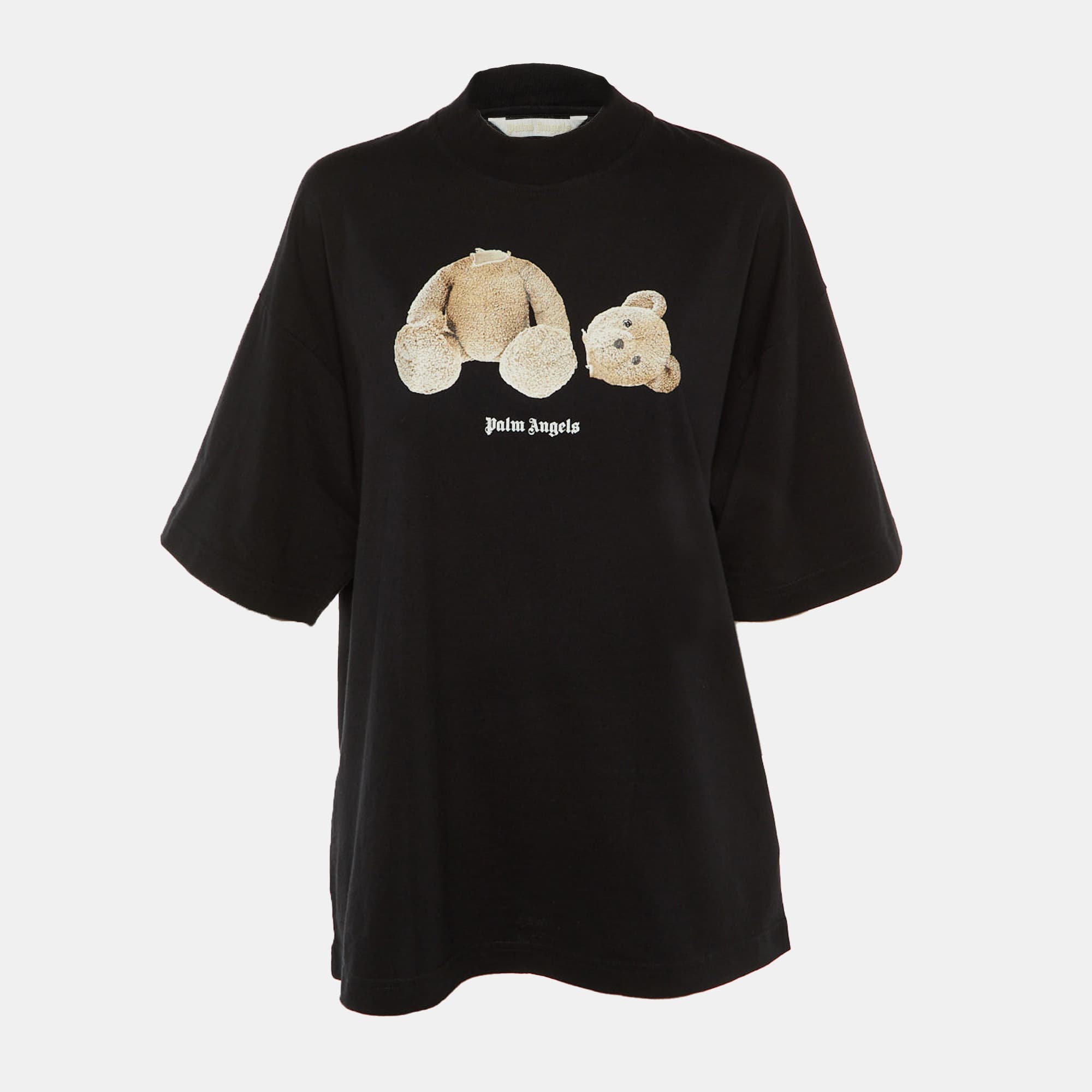 Palm Angels Black Bear Printed Cotton Knit Oversized T-Shirt M