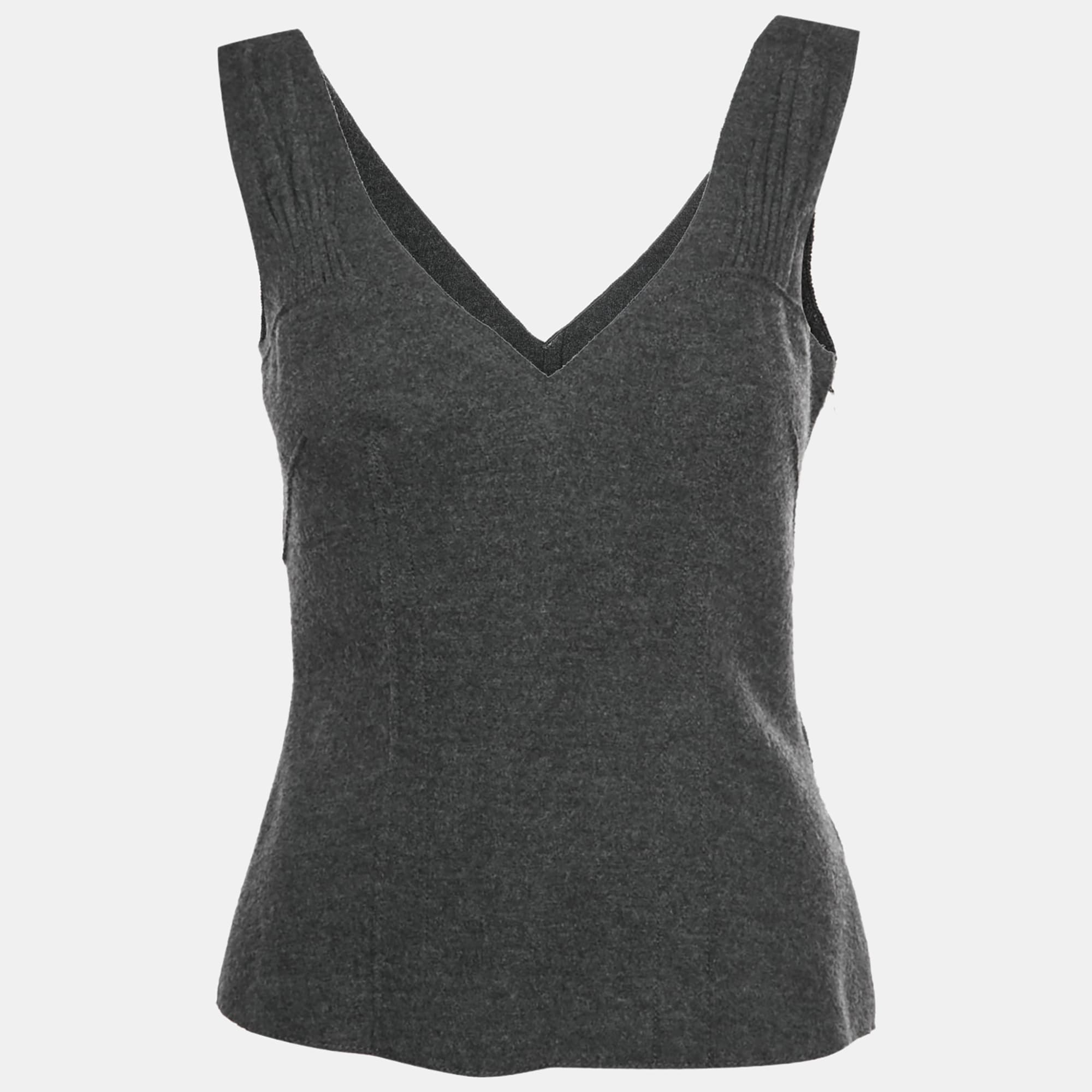 Prada Grey Wool Knit Sleeveless Top S