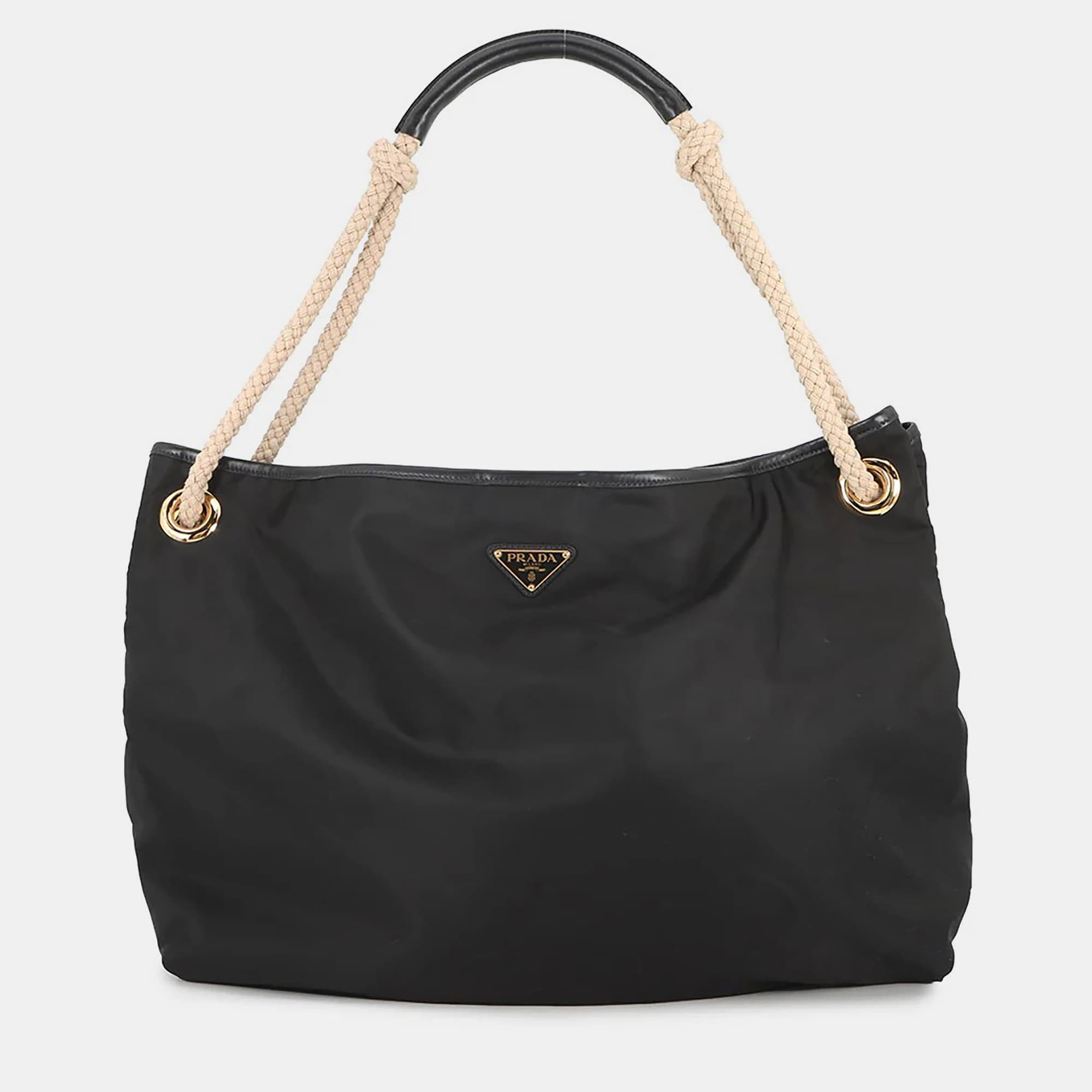 Prada Re-Nylon Mariner Large Black Nylon Tote Bag