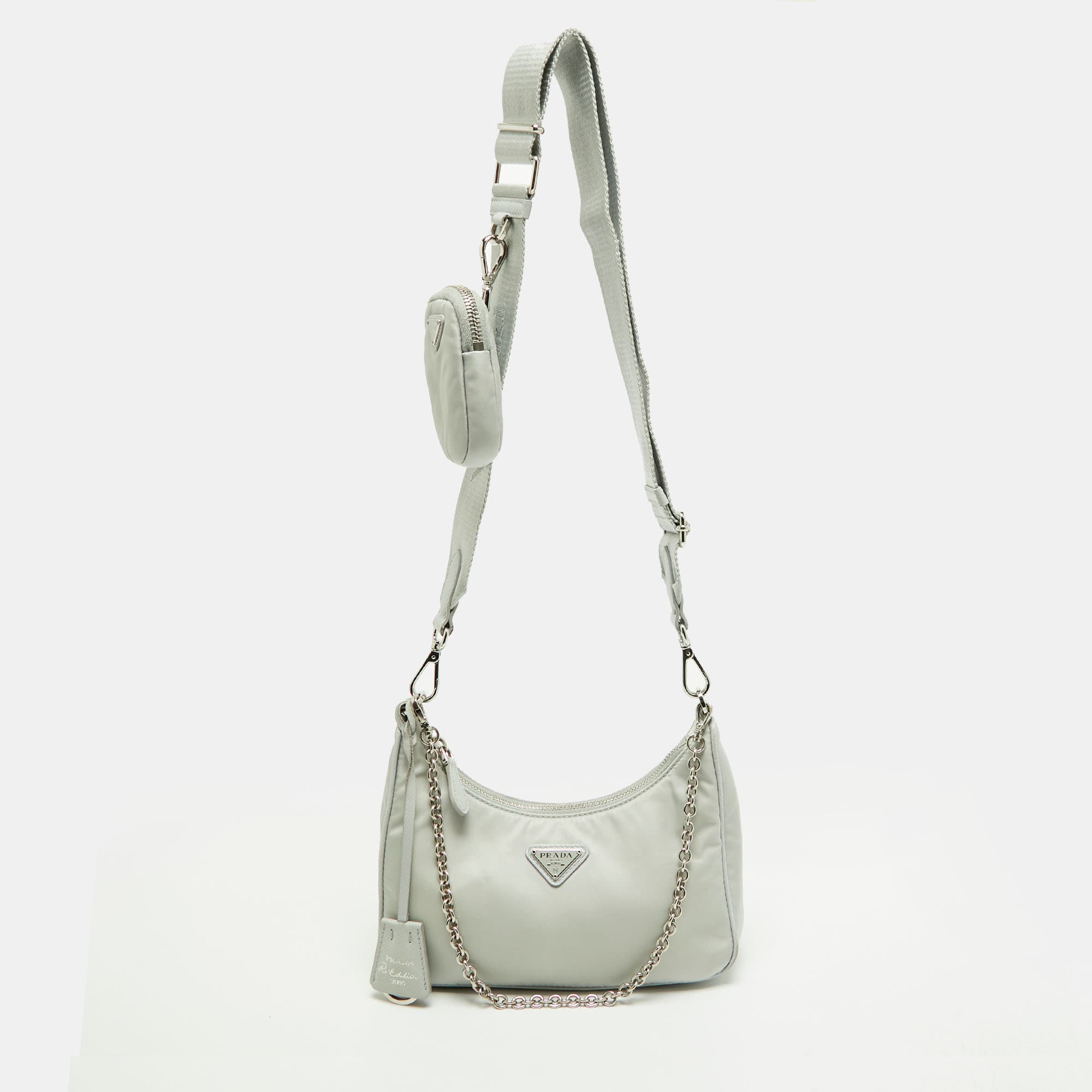 Prada Re-Edition 2005 Light Blue Nylon Shoulder Bag