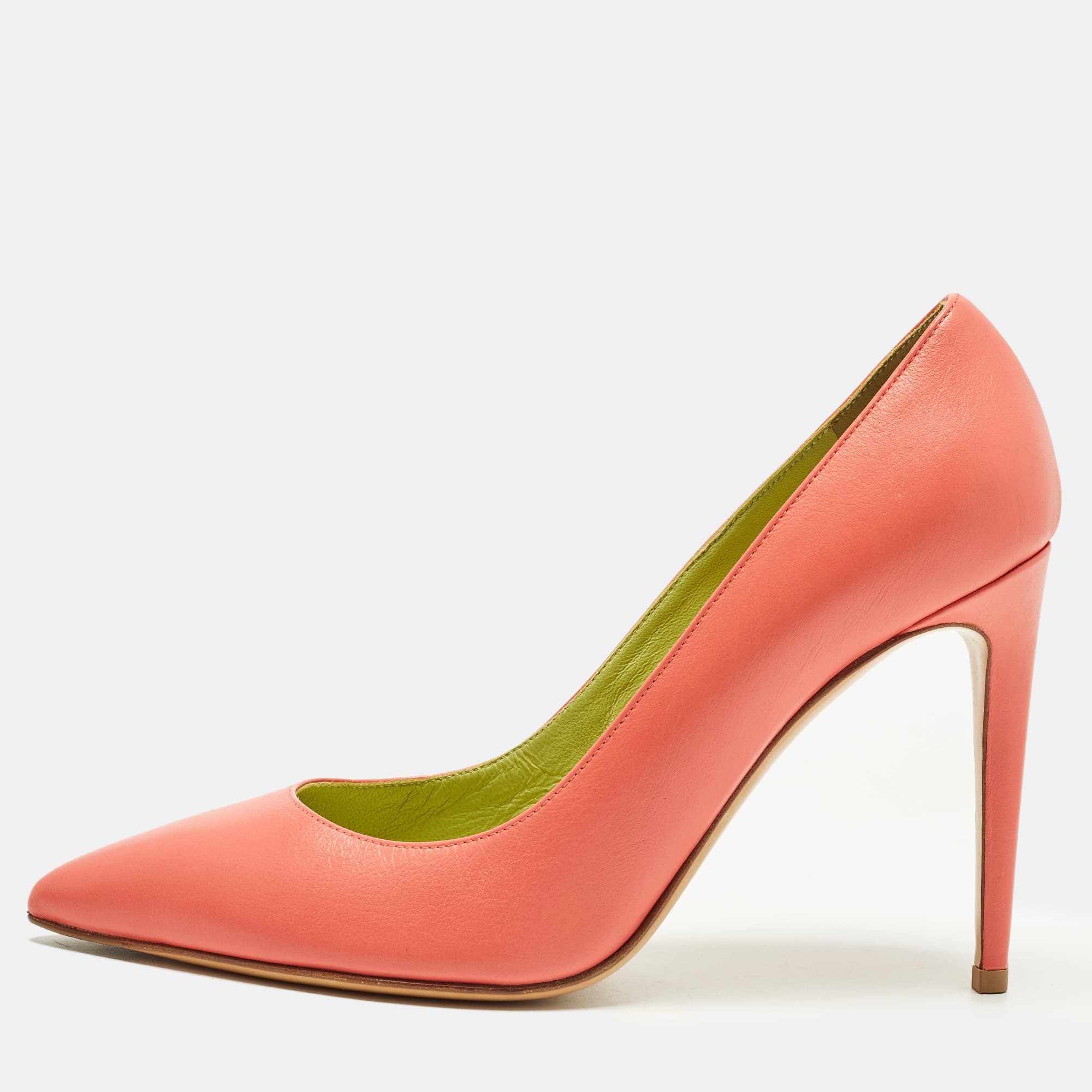 Ralph Lauren Collection Armissa Size 38.5 Pink Leather Pointed Toe Pumps