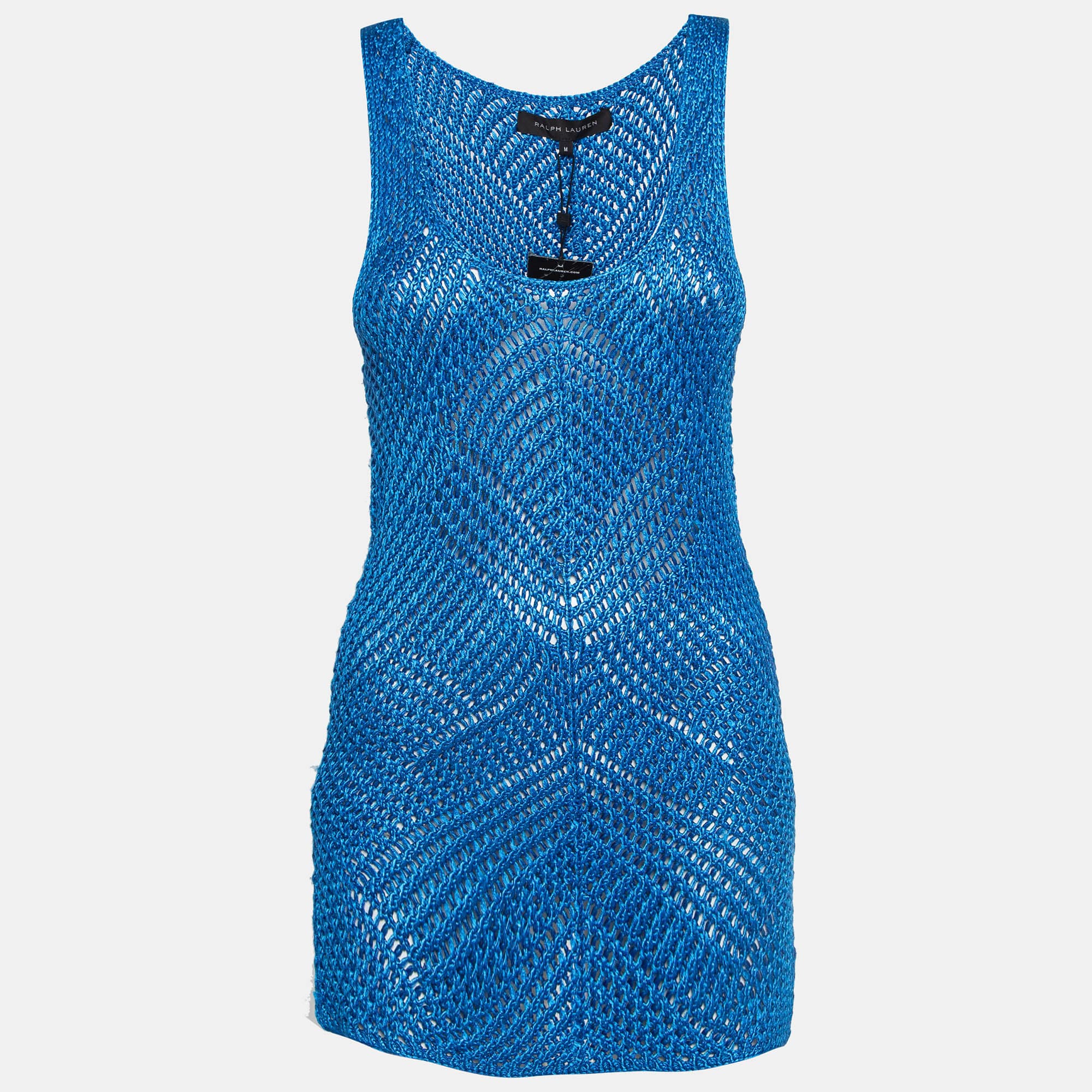 Ralph Lauren Blue Silk Crochet Easy Tank Top M