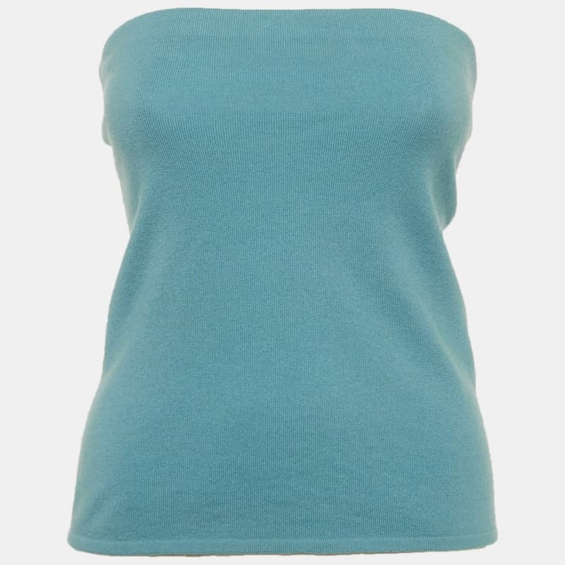 Ralph Lauren Blue Cashmere Knit Tube Top L