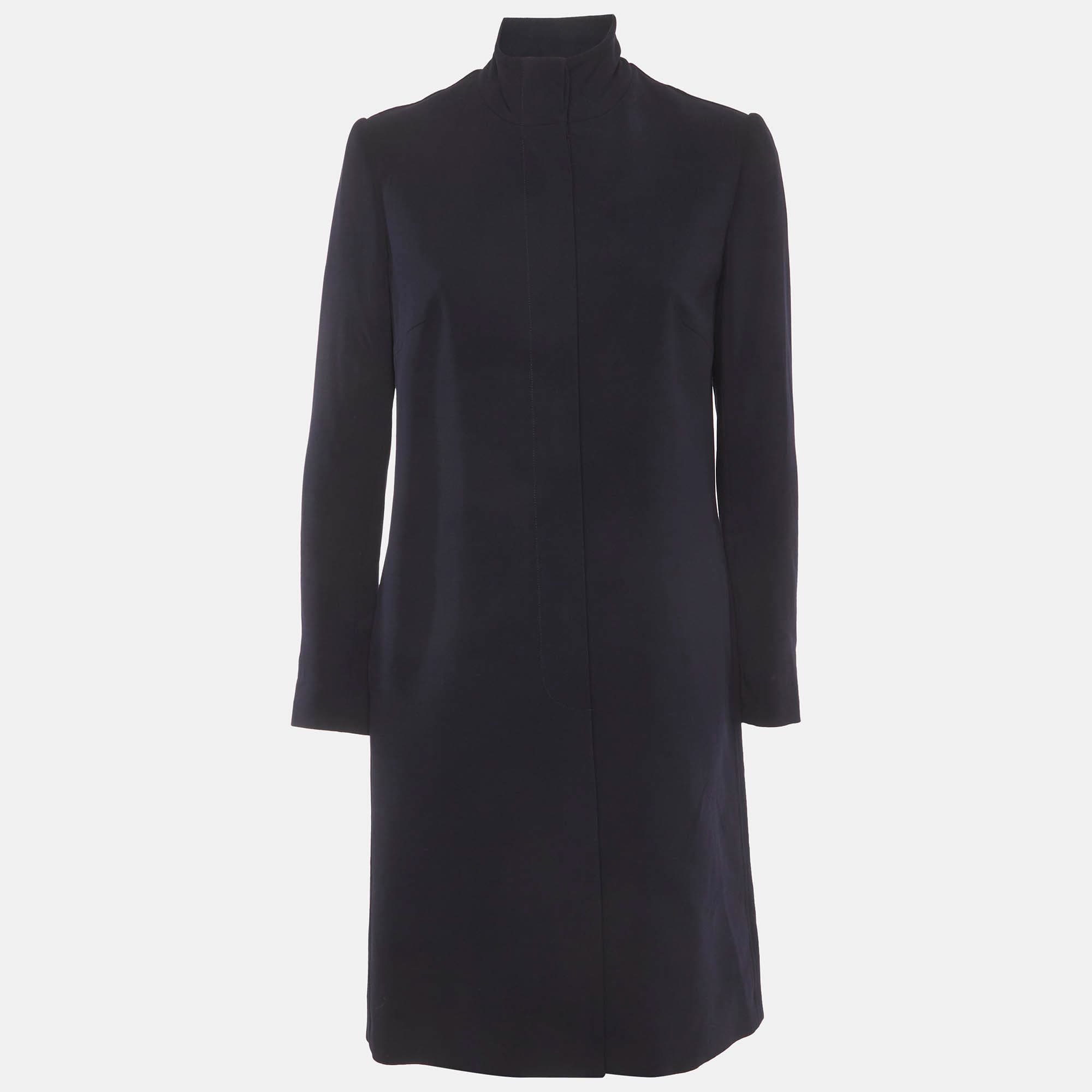 Ralph Lauren Navy Blue Wool Blend Single Breasted Coat S