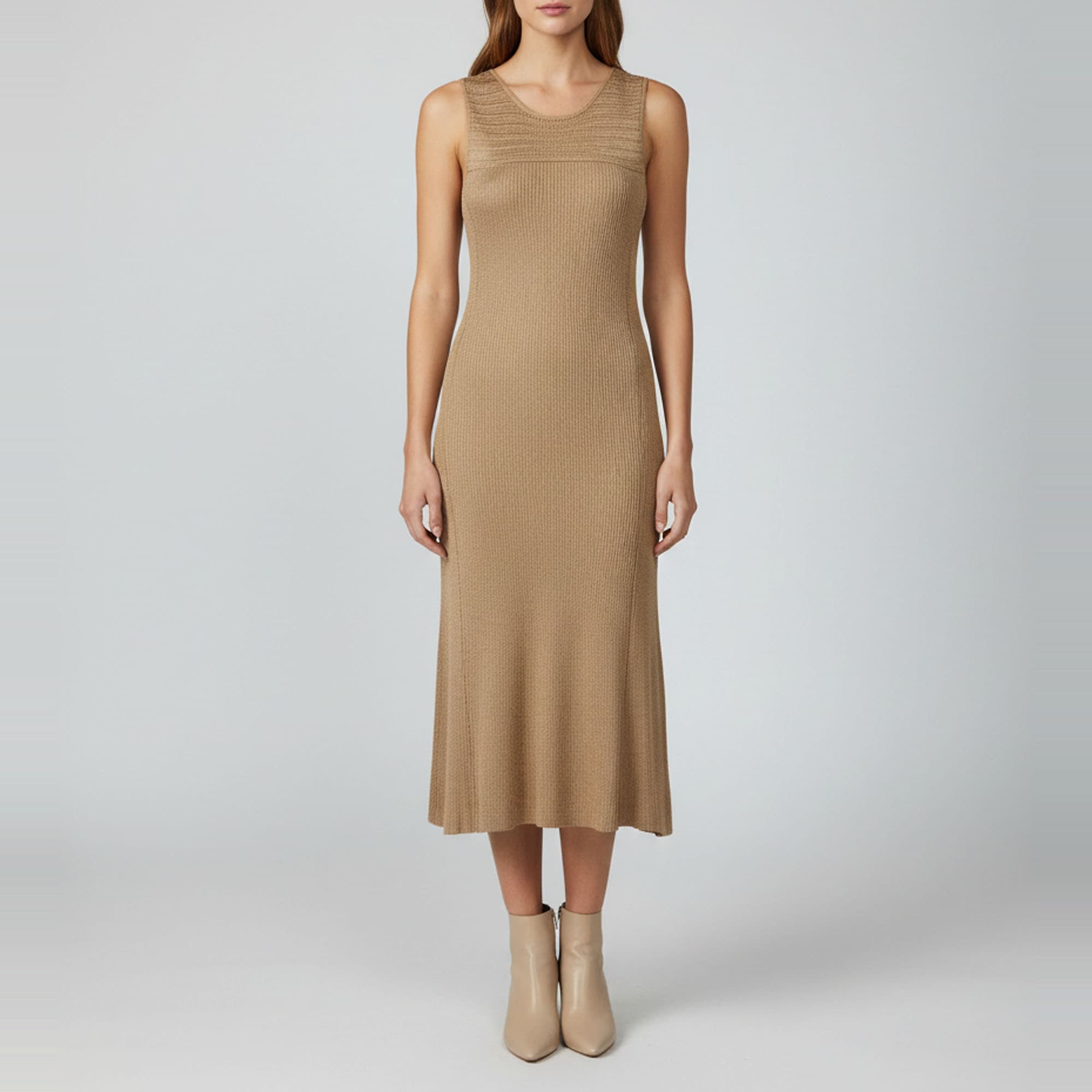 Ralph Lauren Beige Knitted Sleeveless Midi Dress M