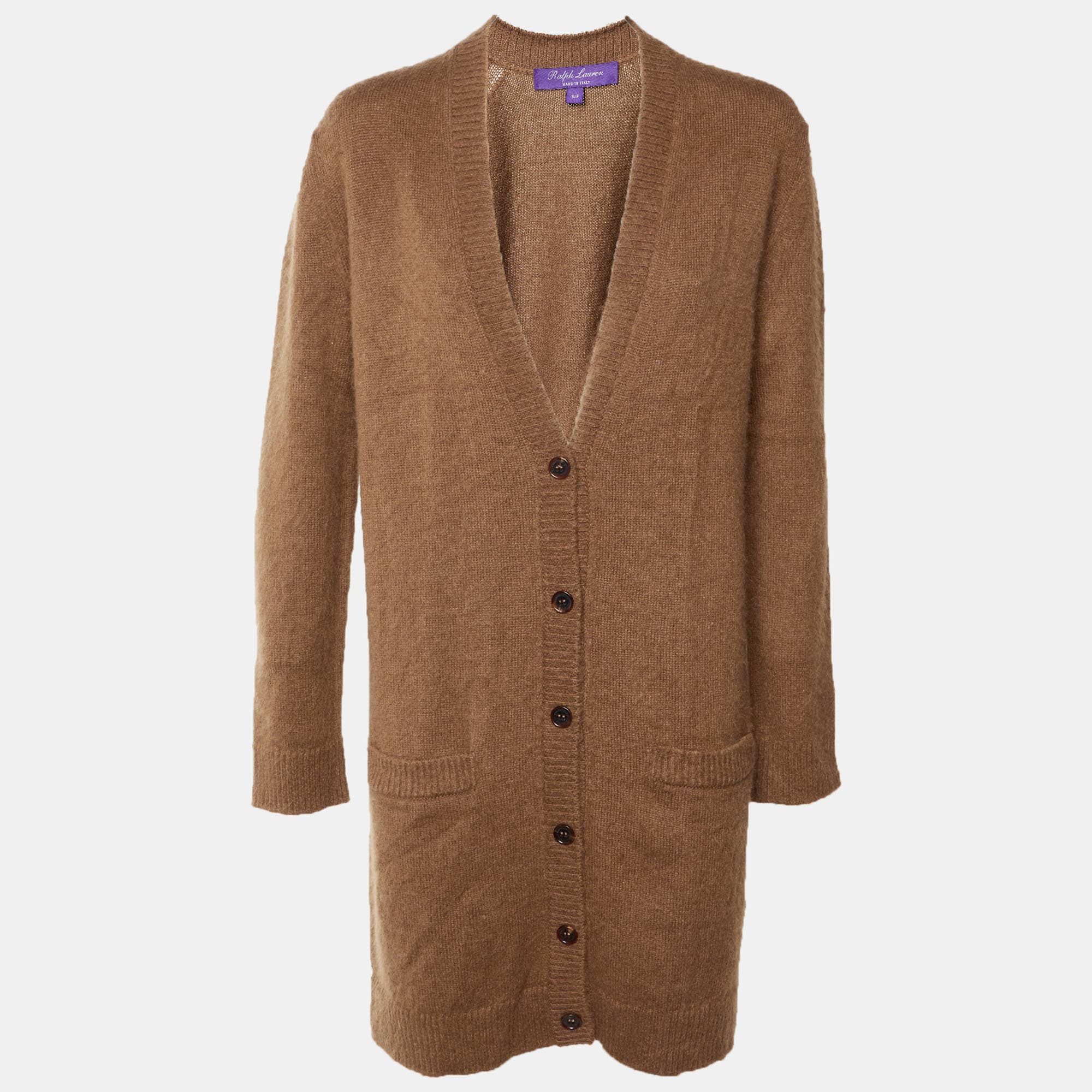 Ralph Lauren Purple Label Brown Cashmere & Alpaca Long Cardigan S