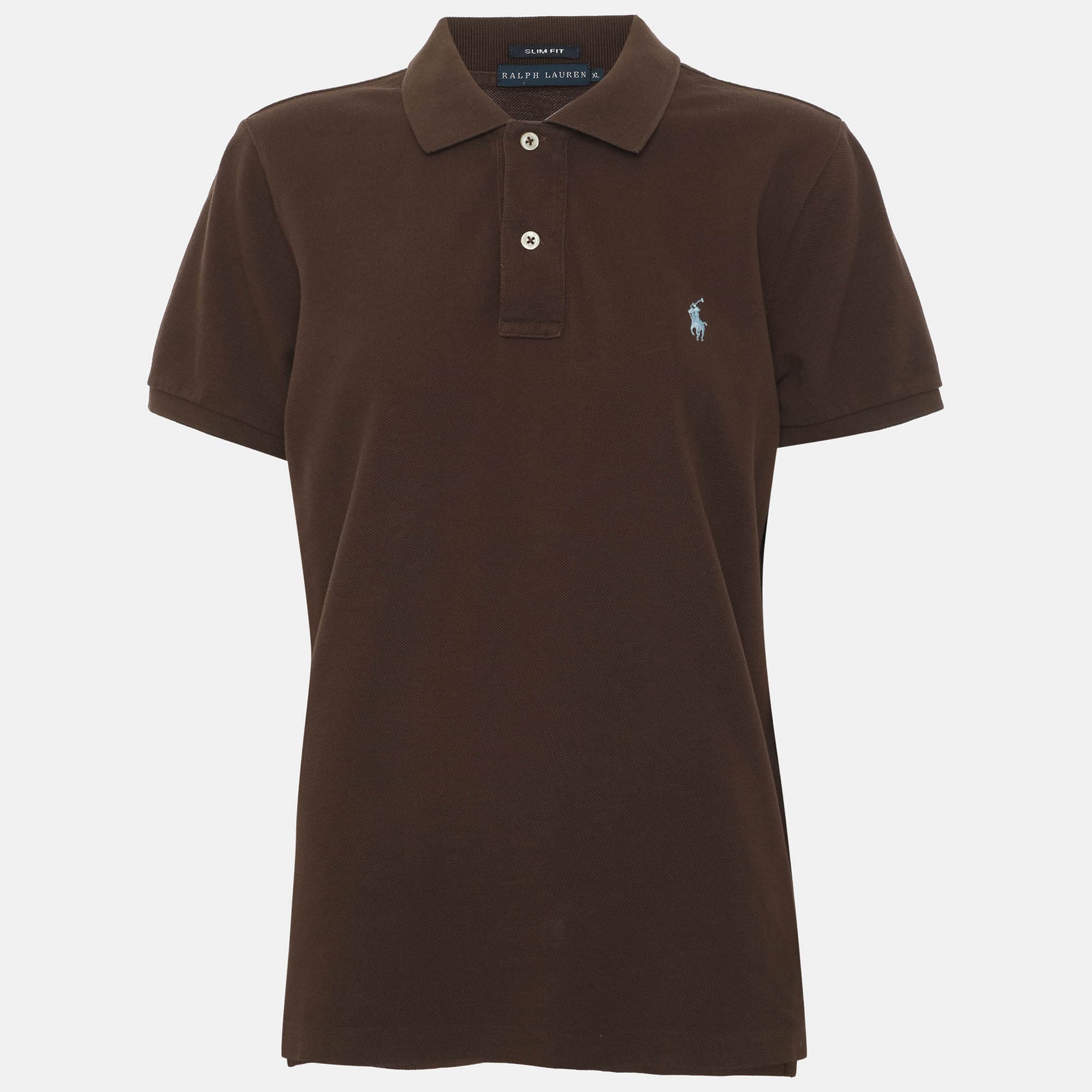 Ralph Lauren Brown Cotton Pique Slim Fit Polo T-Shirt XL