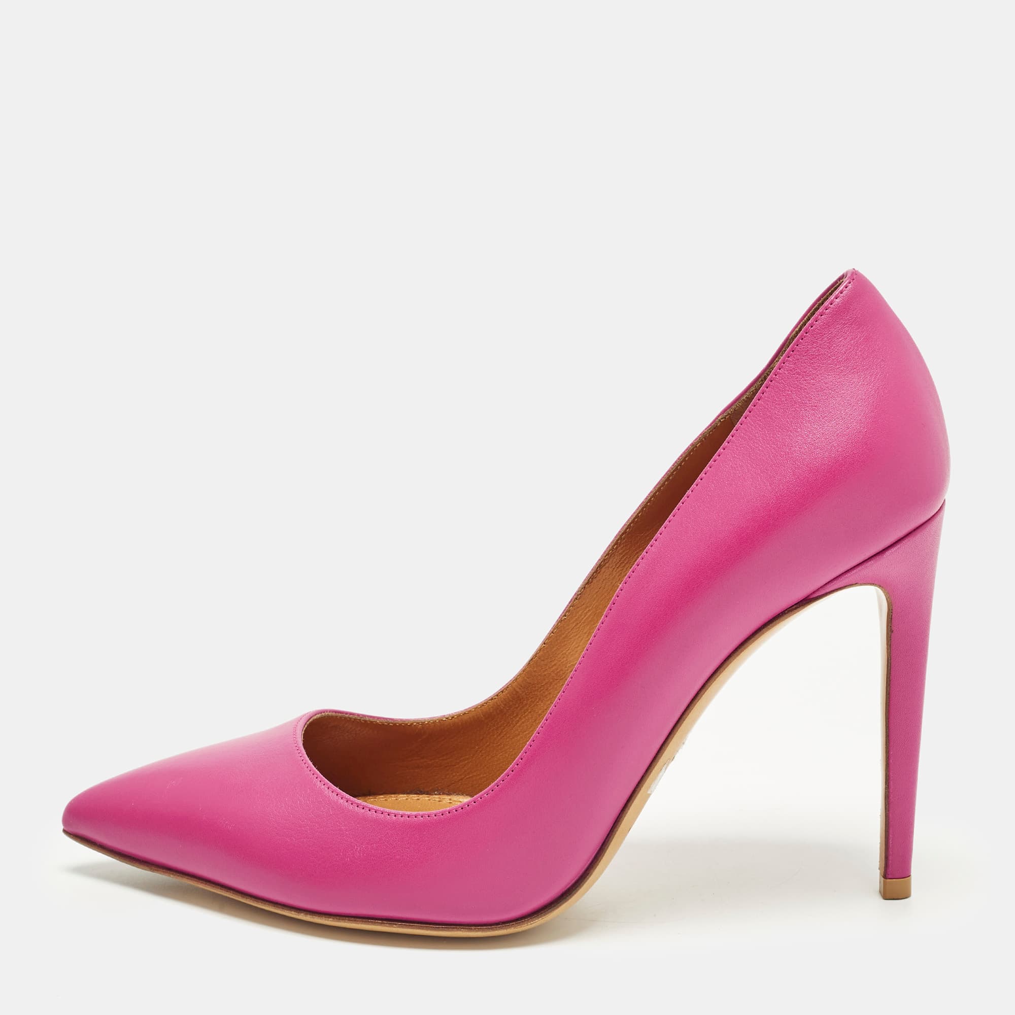 Ralph Lauren Size 38.5 Purple Leather Pinted Toe Pumps