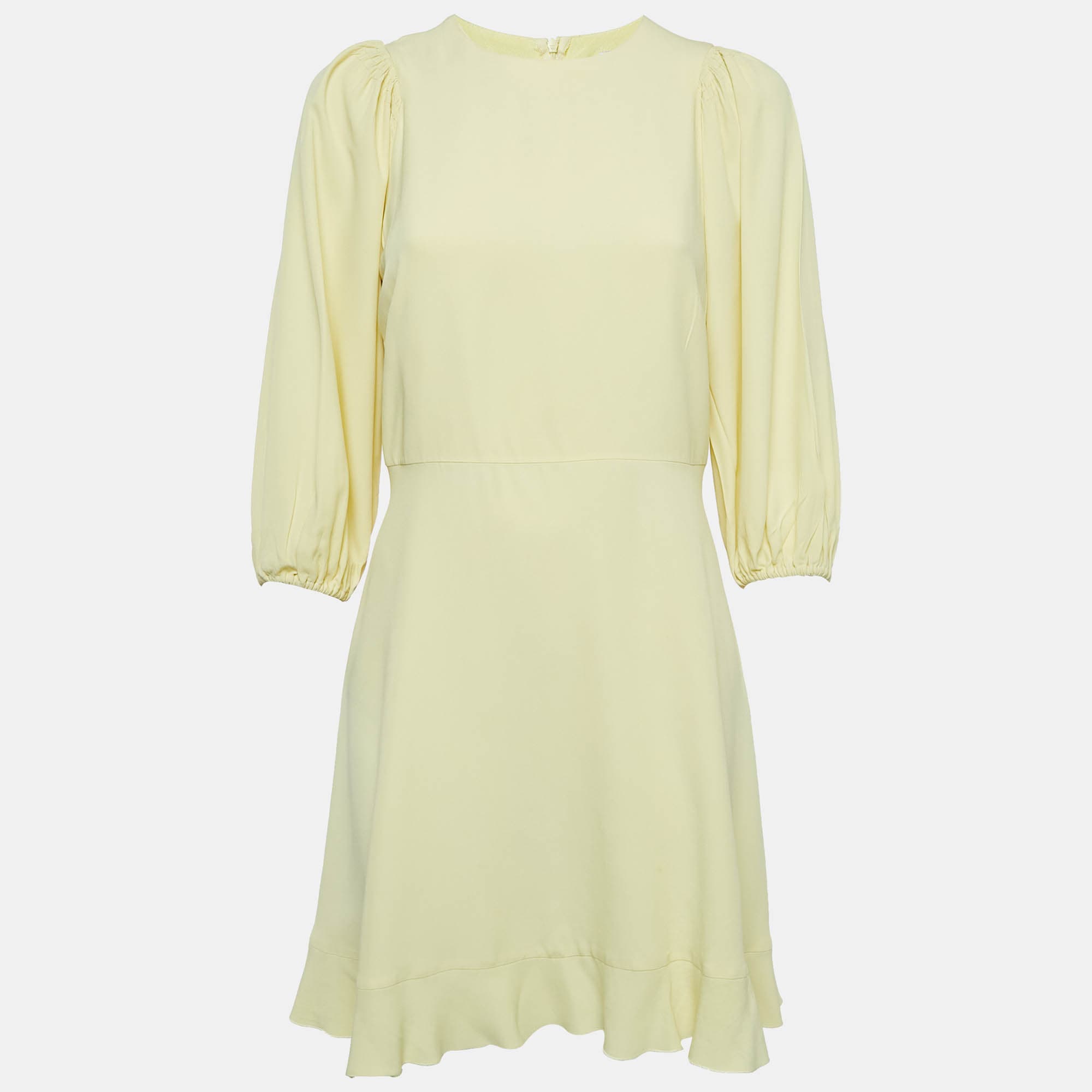 Red Valentino Yellow Crepe Flared Short Dress M