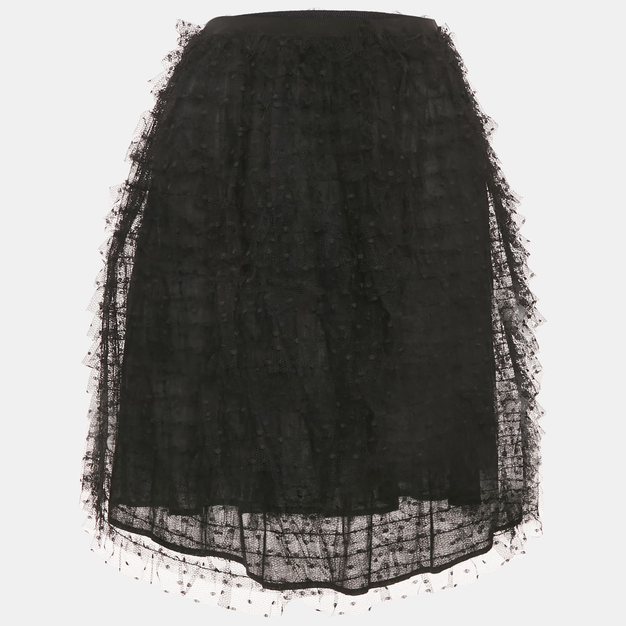 RED Valentino Black Tulle Ruffled Mini Skirt S