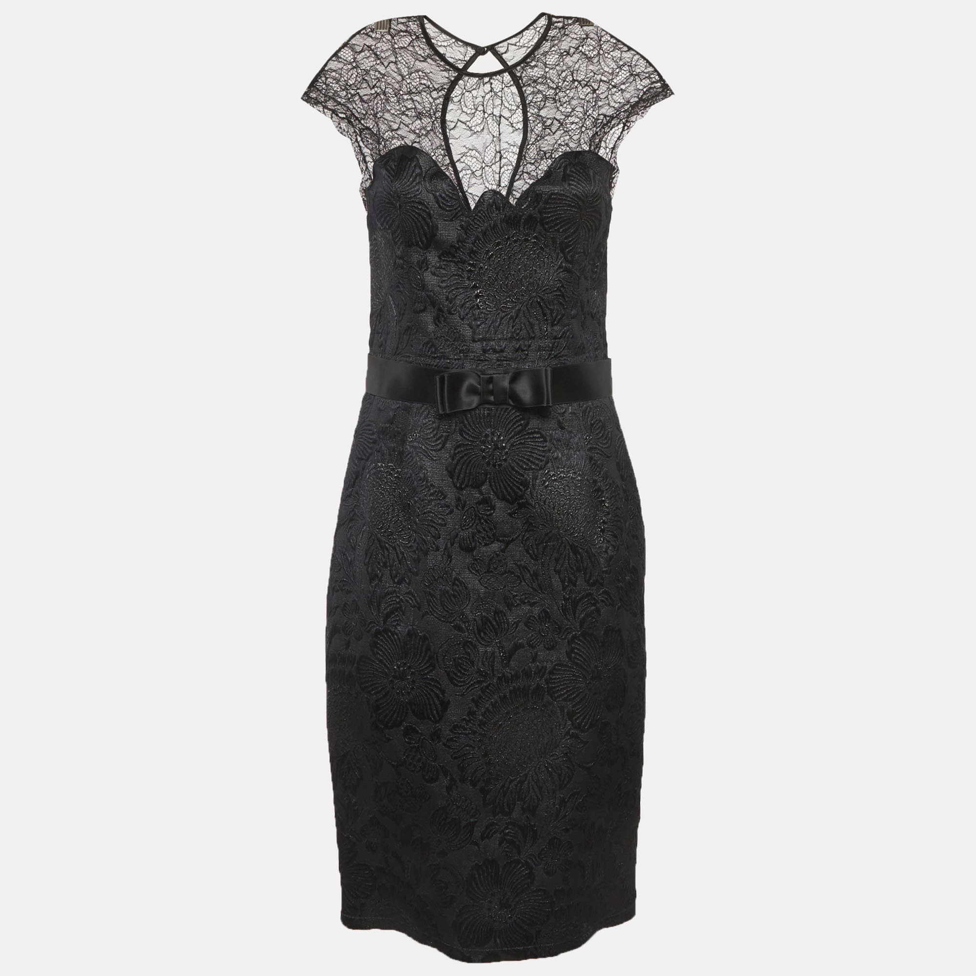 Class Roberto Cavalli Black Brocade Lace Short Dress M