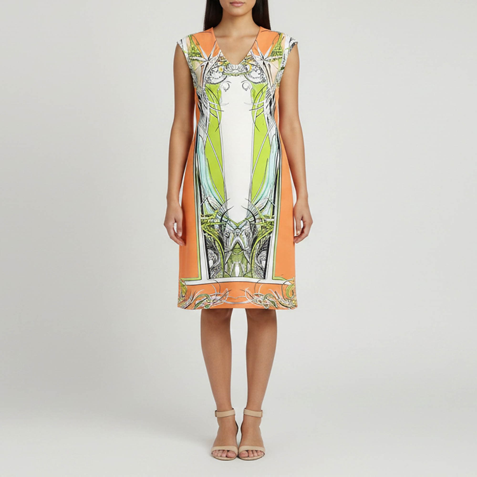Roberto Cavalli Multicolor Printed Jersey Sleeveless Knee Length Dress M