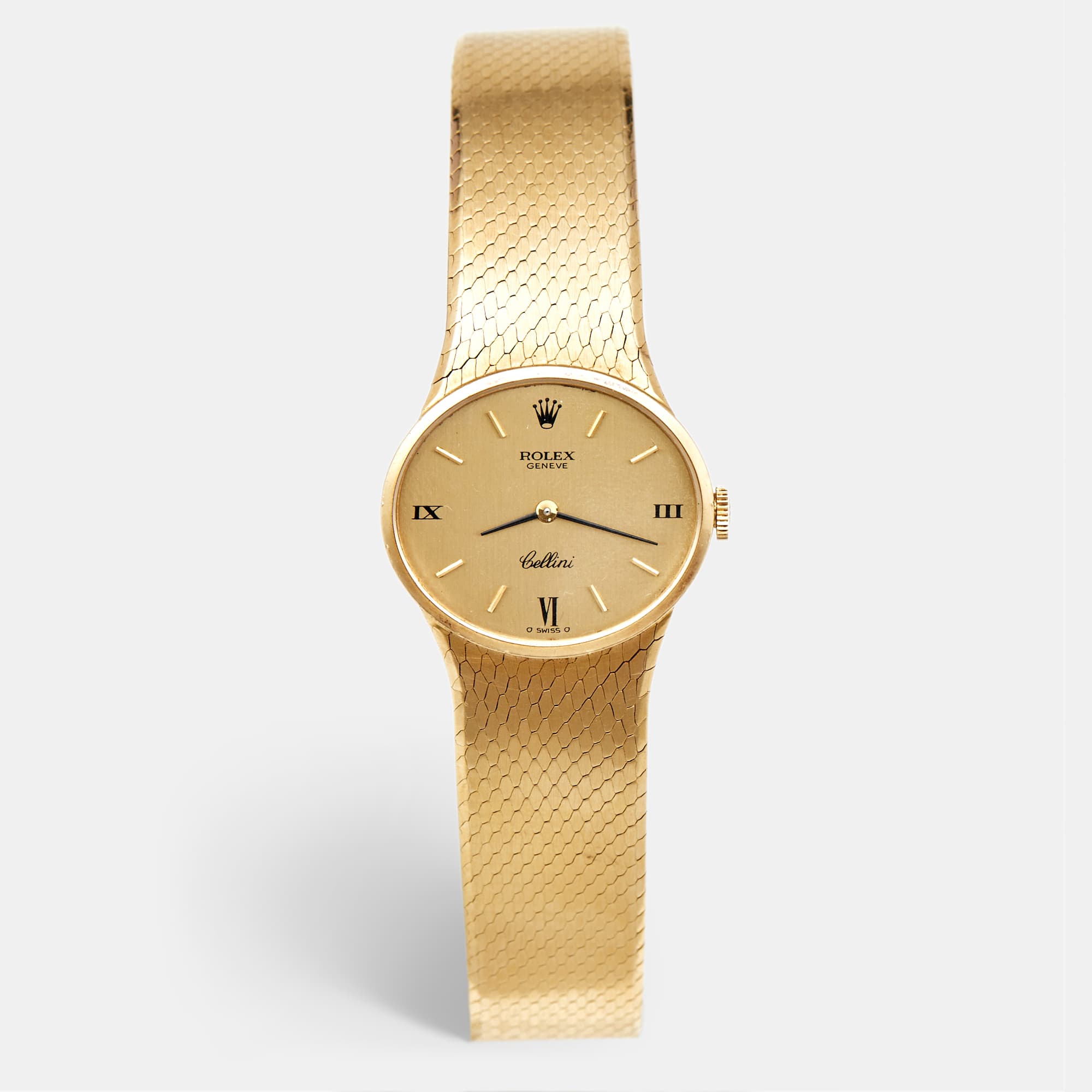 Rolex Cellini 4064 Champagne Dial 18k Yellow Gold Women's Wristwatch 26 mm
