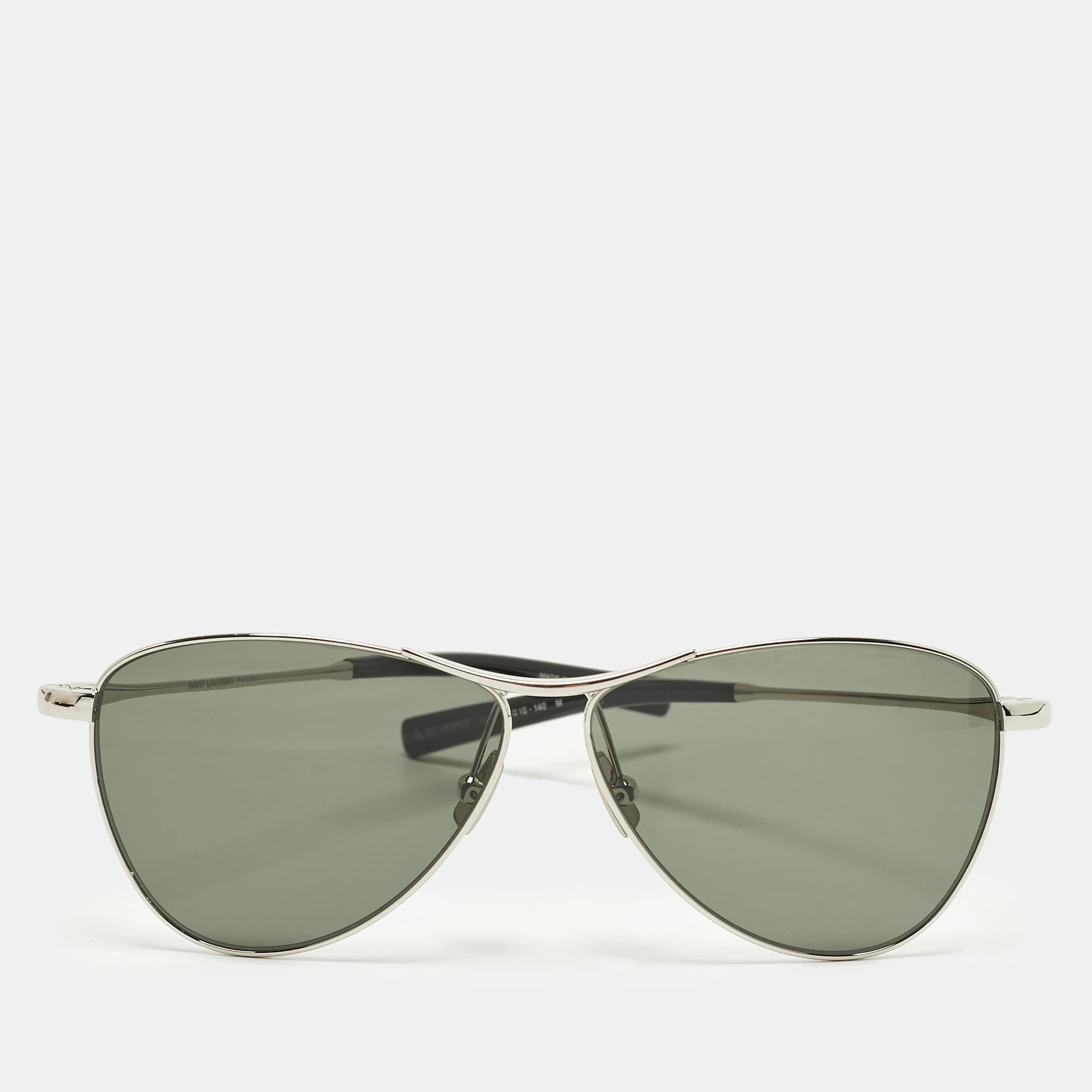 Saint Laurent Black/Silver Tone SL 831 Vesper Aviator Sunglasses
