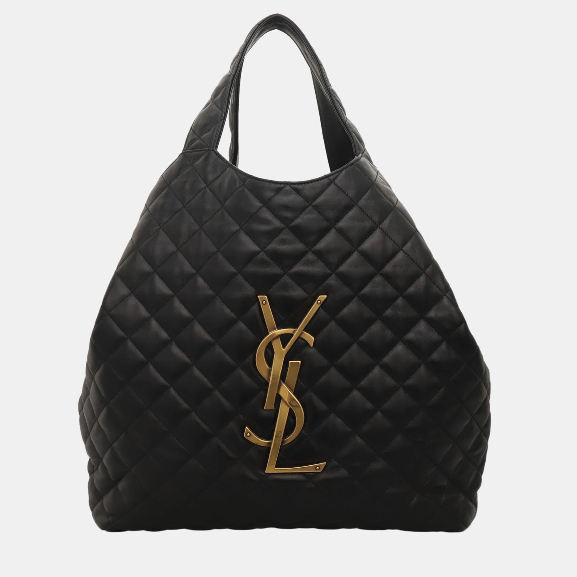 Yves Saint Laurent Icare Maxi Black Quilted Lambskin Leather Shoulder Bag