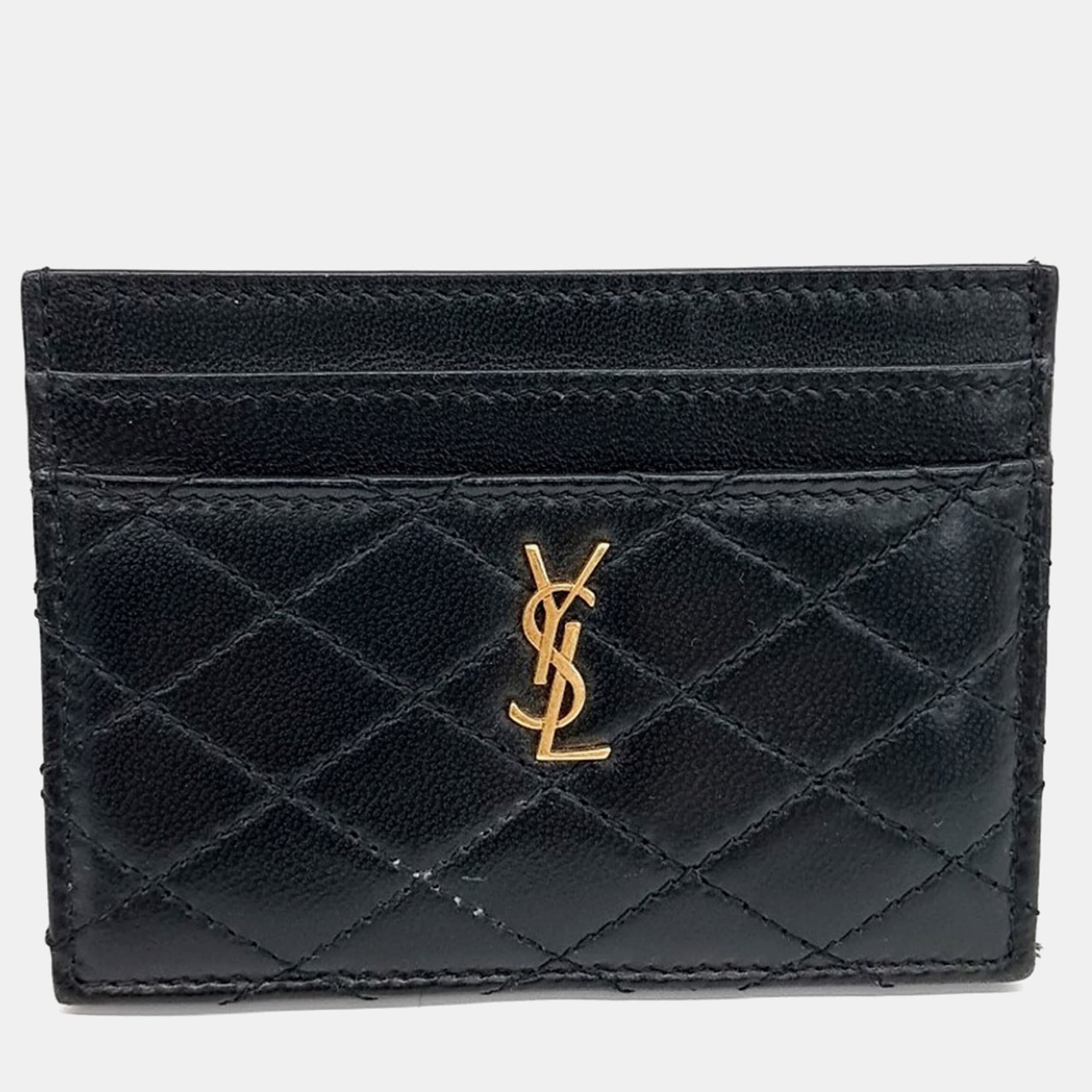 Saint Laurent Paris Black Leather Gaby Card Holder