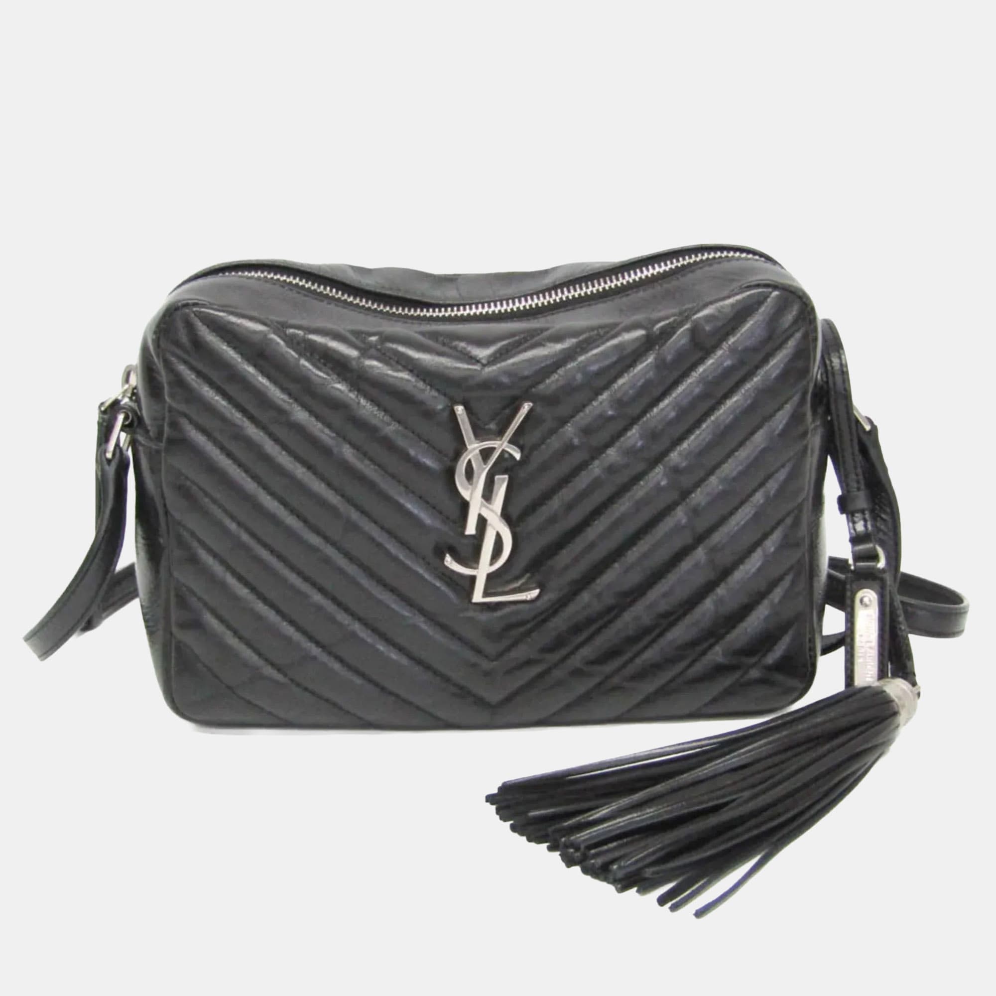 Saint Laurent Lou Medium Black Quilted Calfskin Leather Shoulder Bag