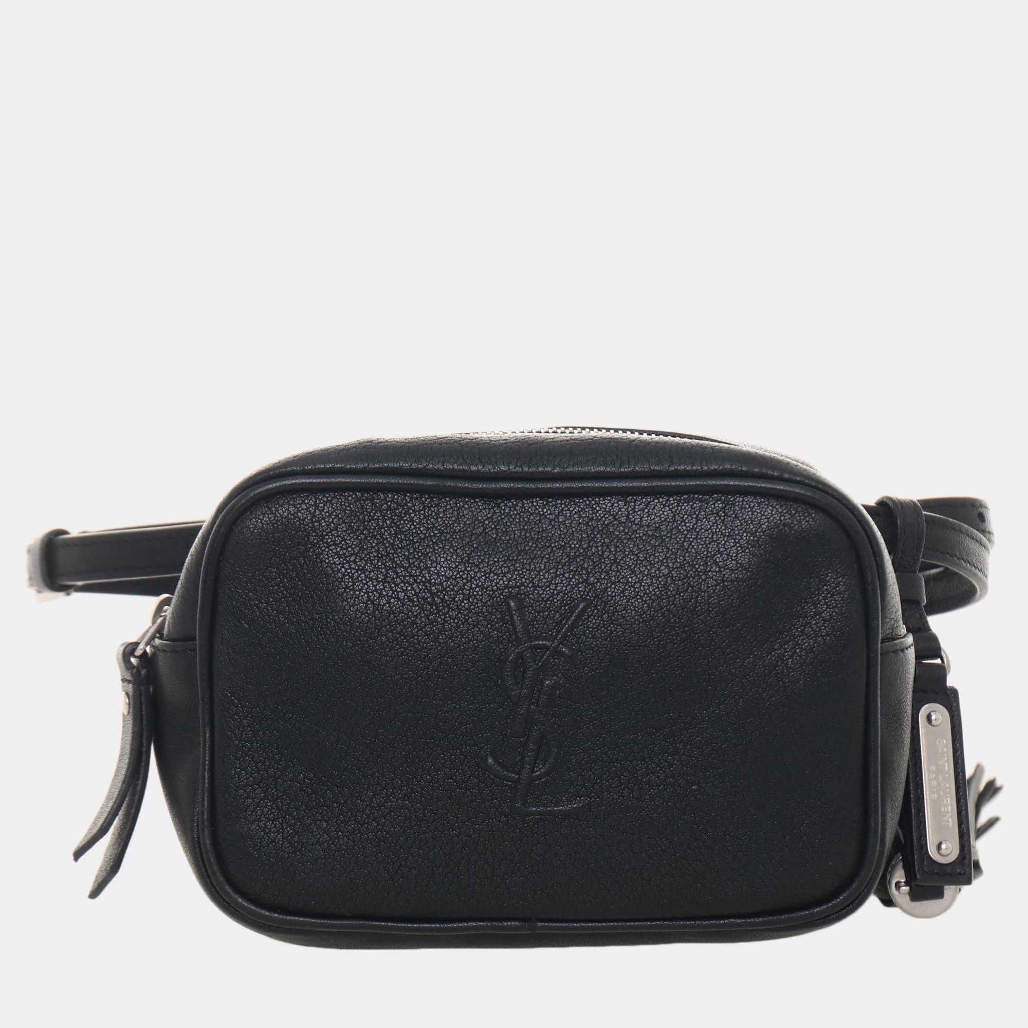 Saint Laurent Lou Belt Small Black Grained Calfskin Leather Belt Bag