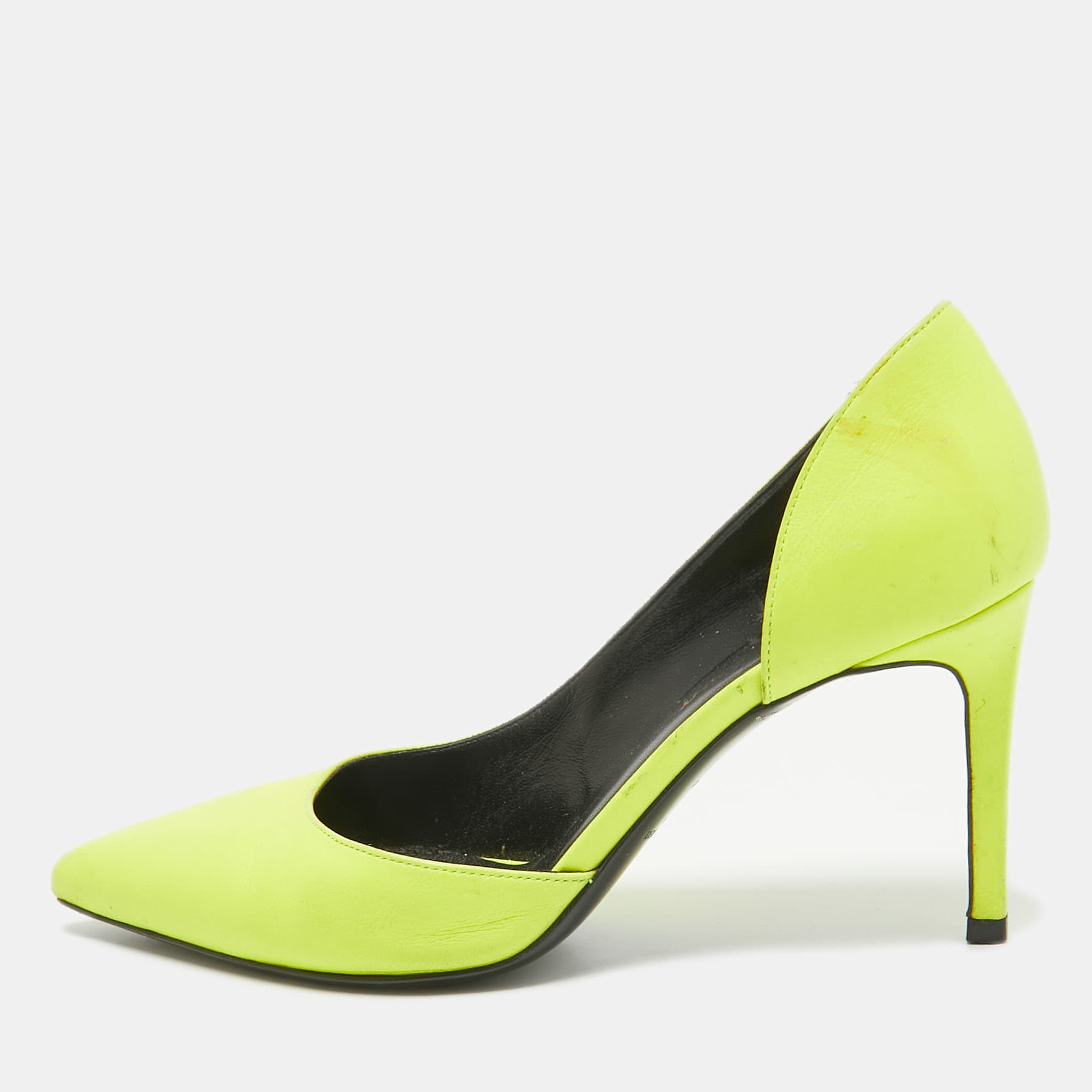 Saint Laurent Neon Yellow Leather D'orsay Pumps Size 36