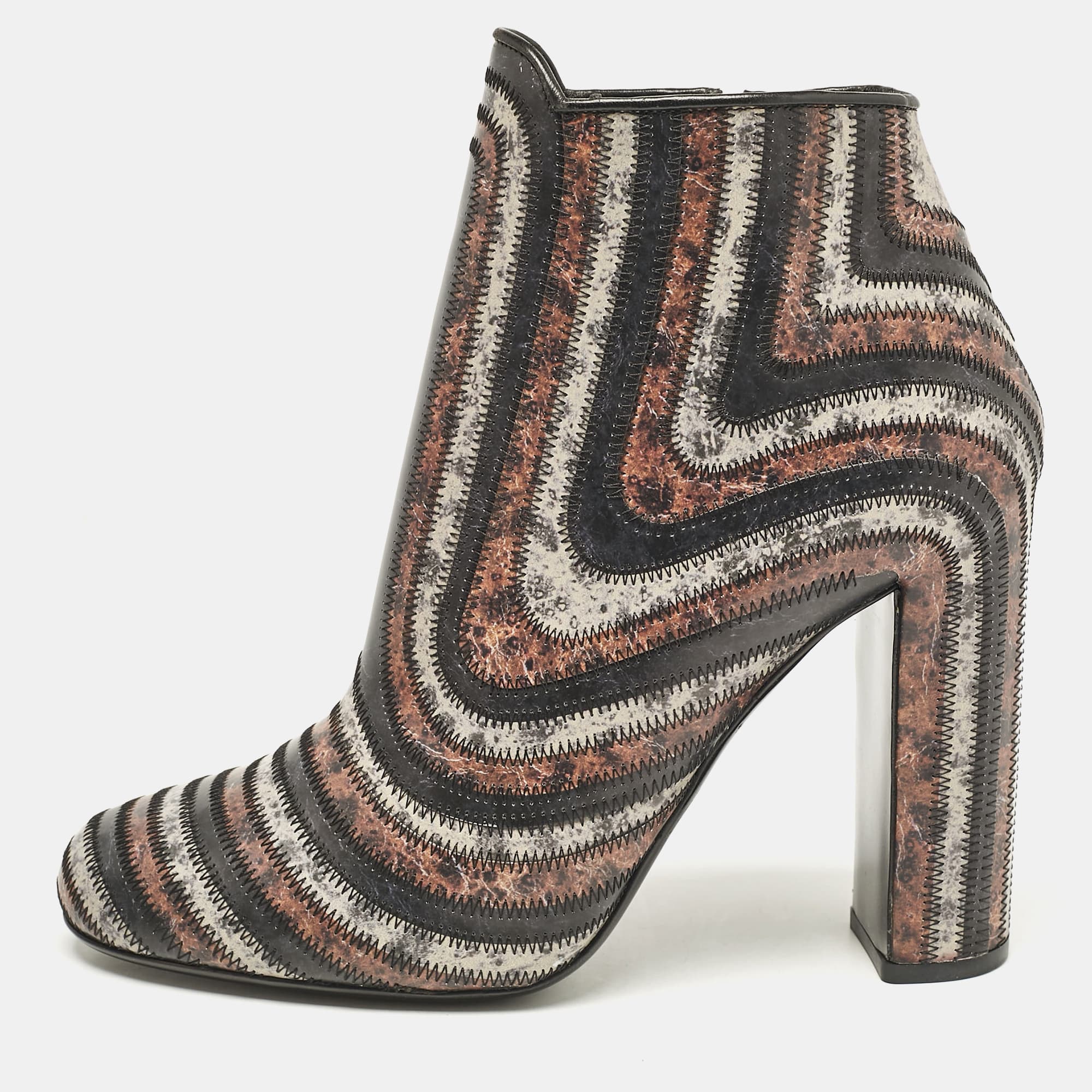 Salvatore Ferragamo Multicolor Leather Ankle Length Boots Size 40.5