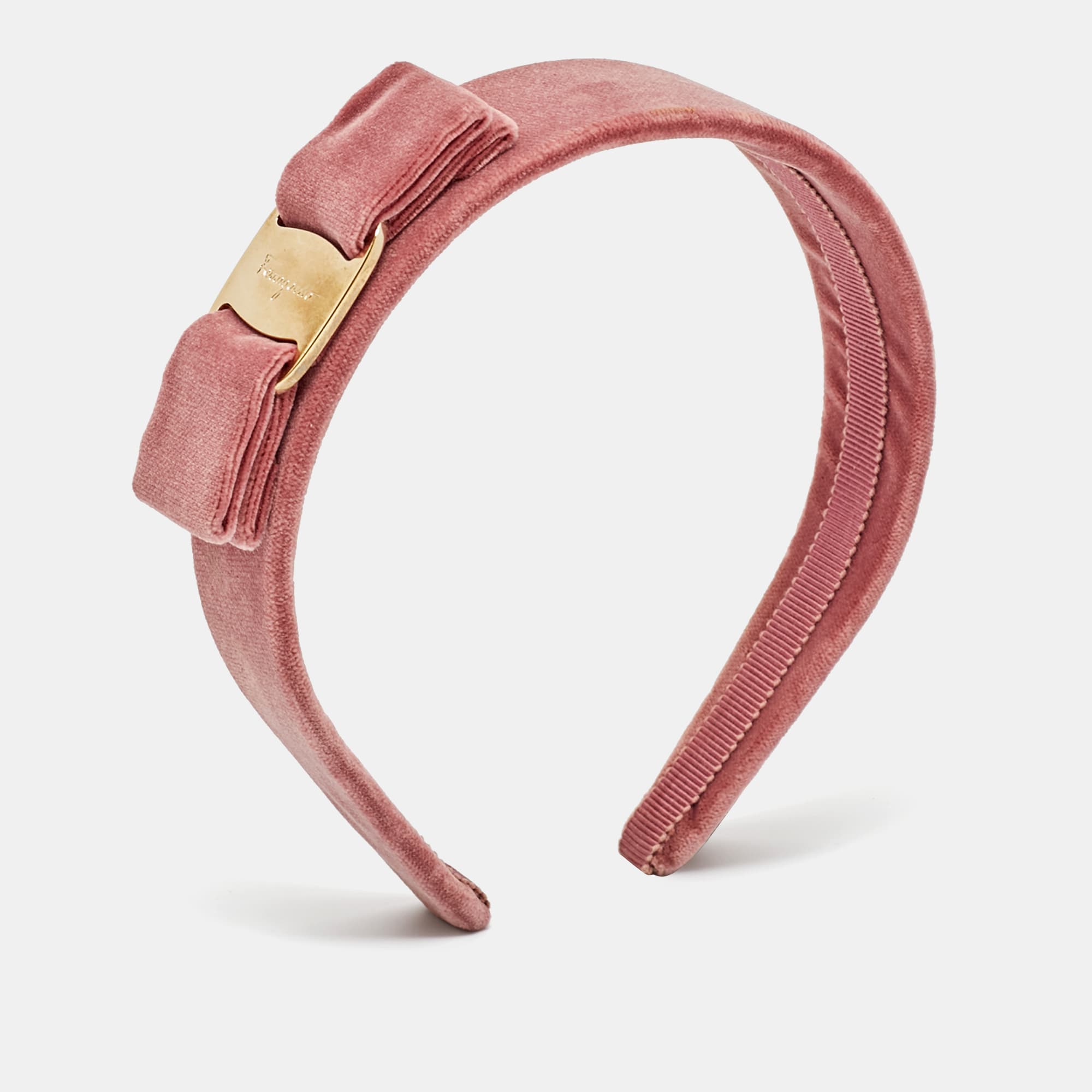 Salvatore Ferragamo Velvet Gold Tone Head Band