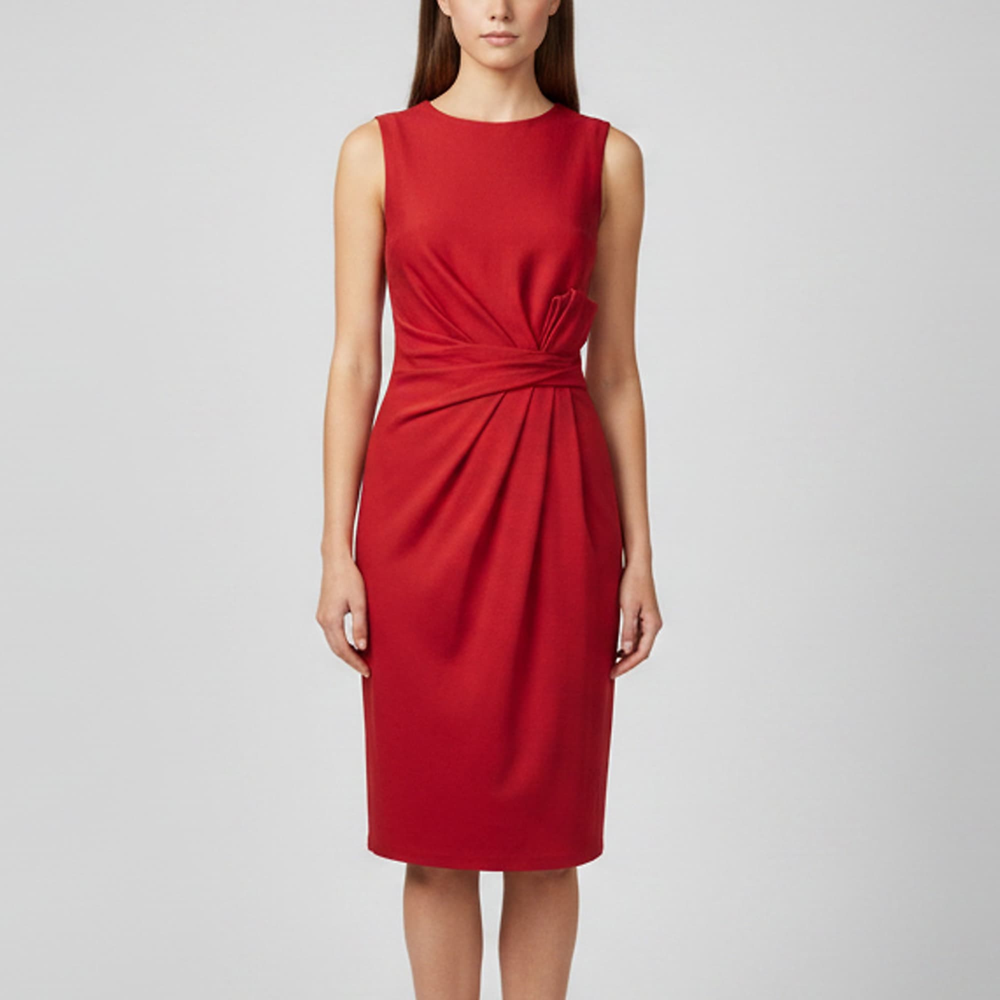 Salvatore Ferragamo Red Origami Pleated Wool Mini Dress M