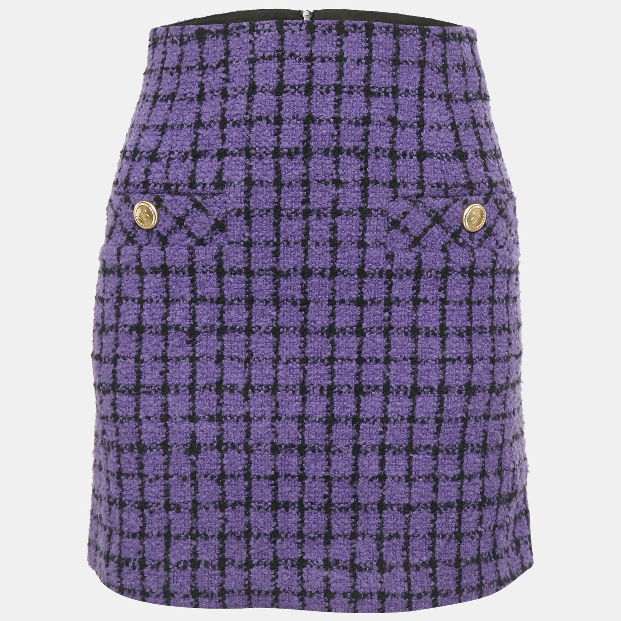 Sandro Purple Checkered Tweed Mini Skirt XS