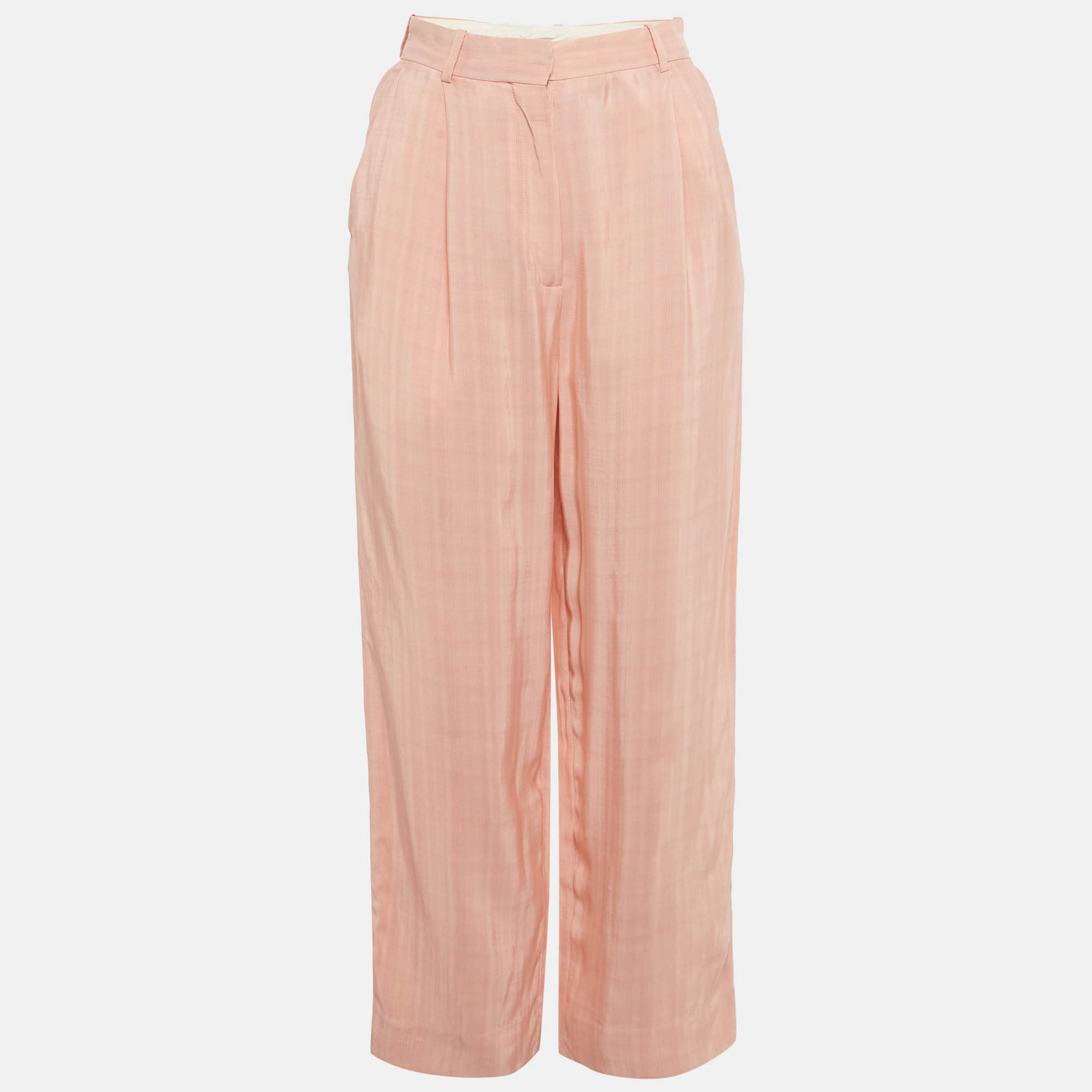 Sandro Poudre Pink Crepe Straight Fit Trousers S