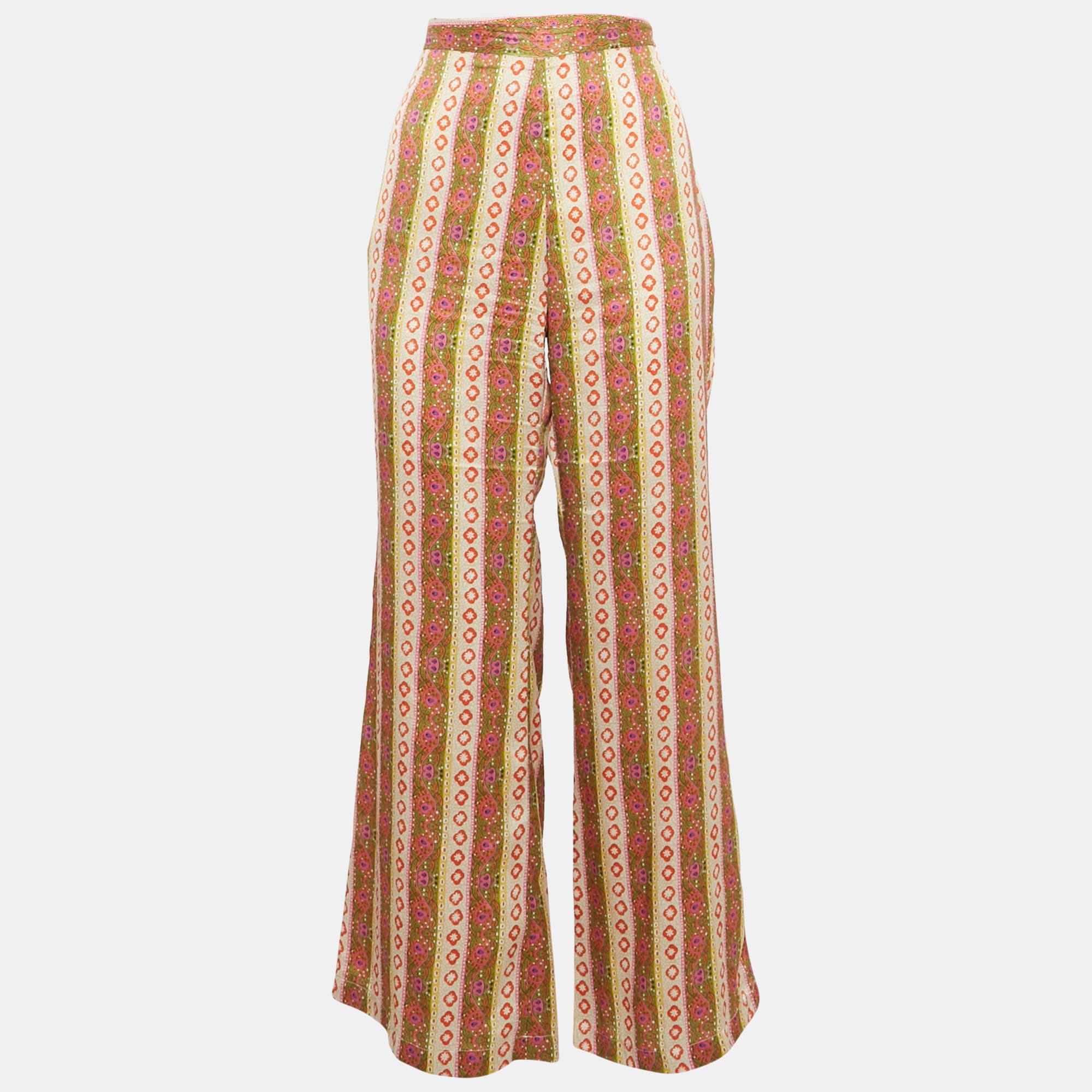 Sandro Multicolor Printed Crepe Flared Trousers L