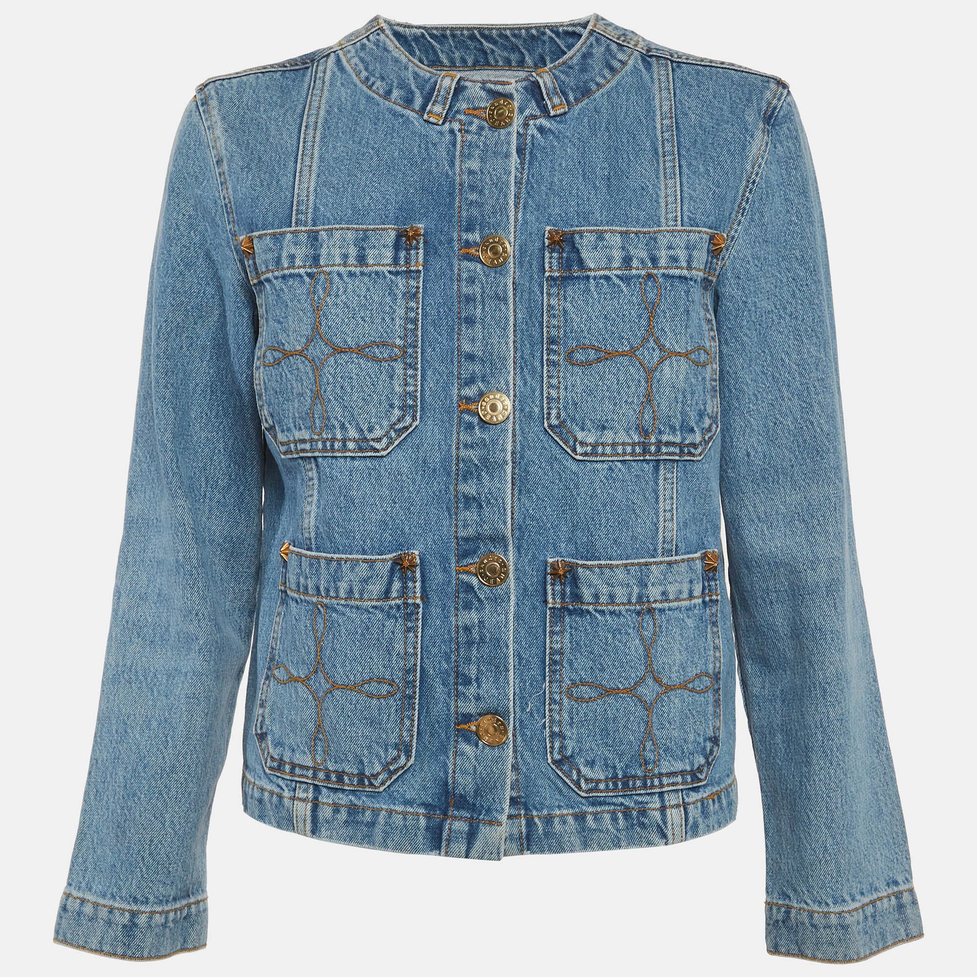 Sandro Blue Button Front Jacket S