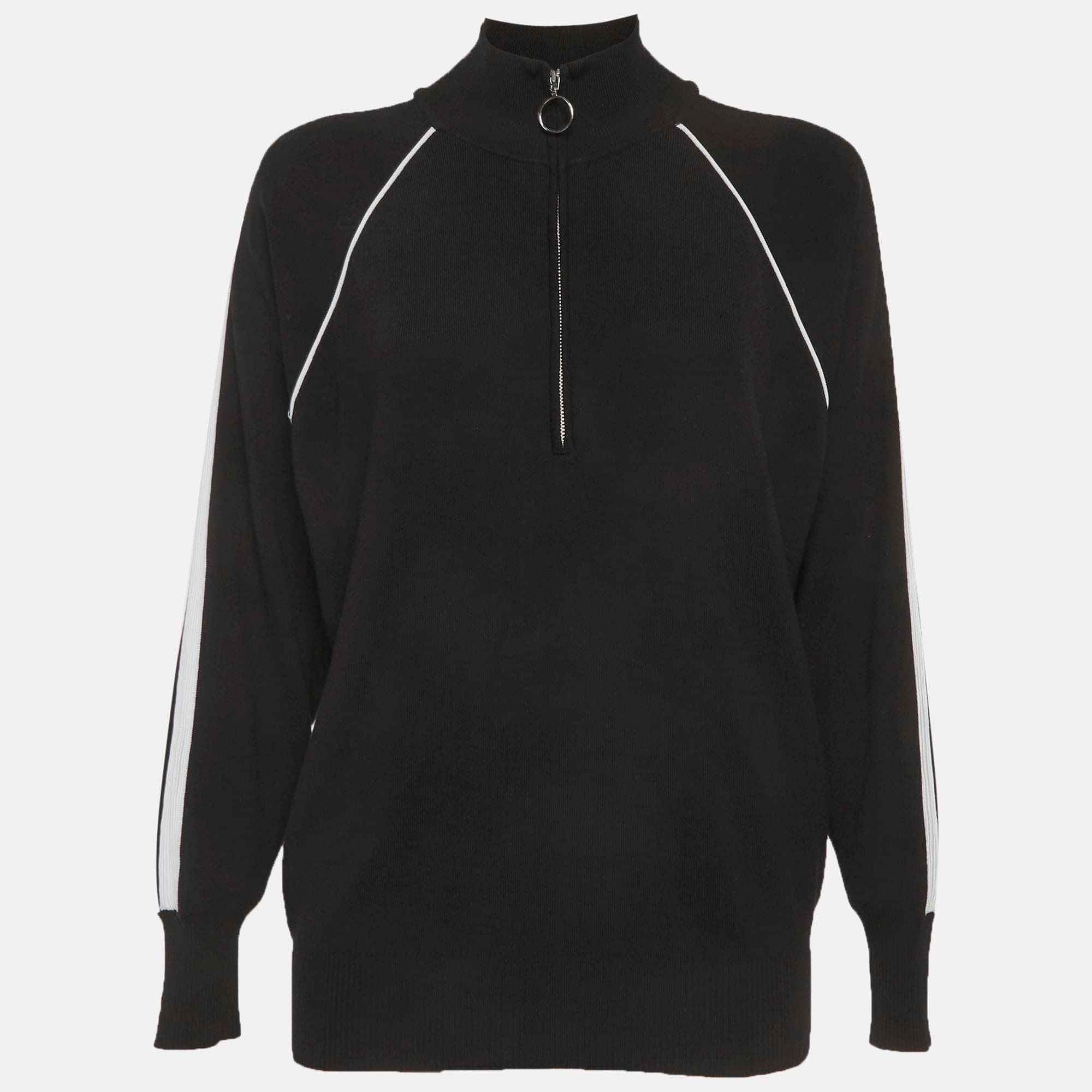 Sandro Black Stretch Knit Half Zip Sweater S
