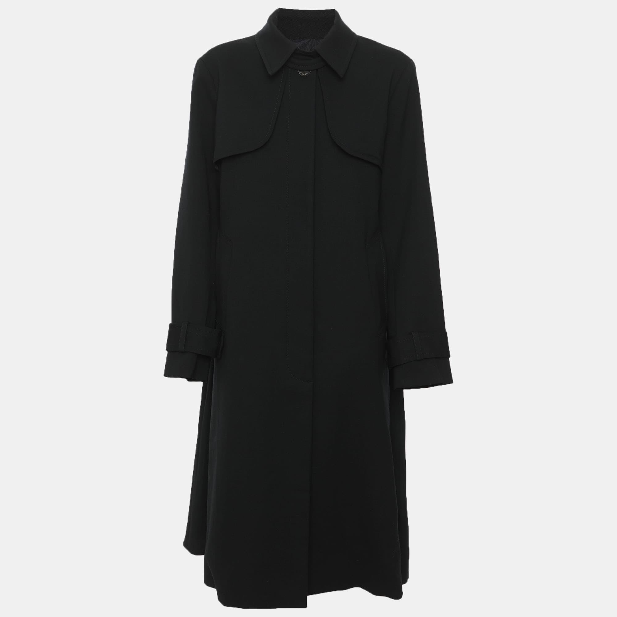 Sandro Navy Blue Gabardine Belted Trench Coat L