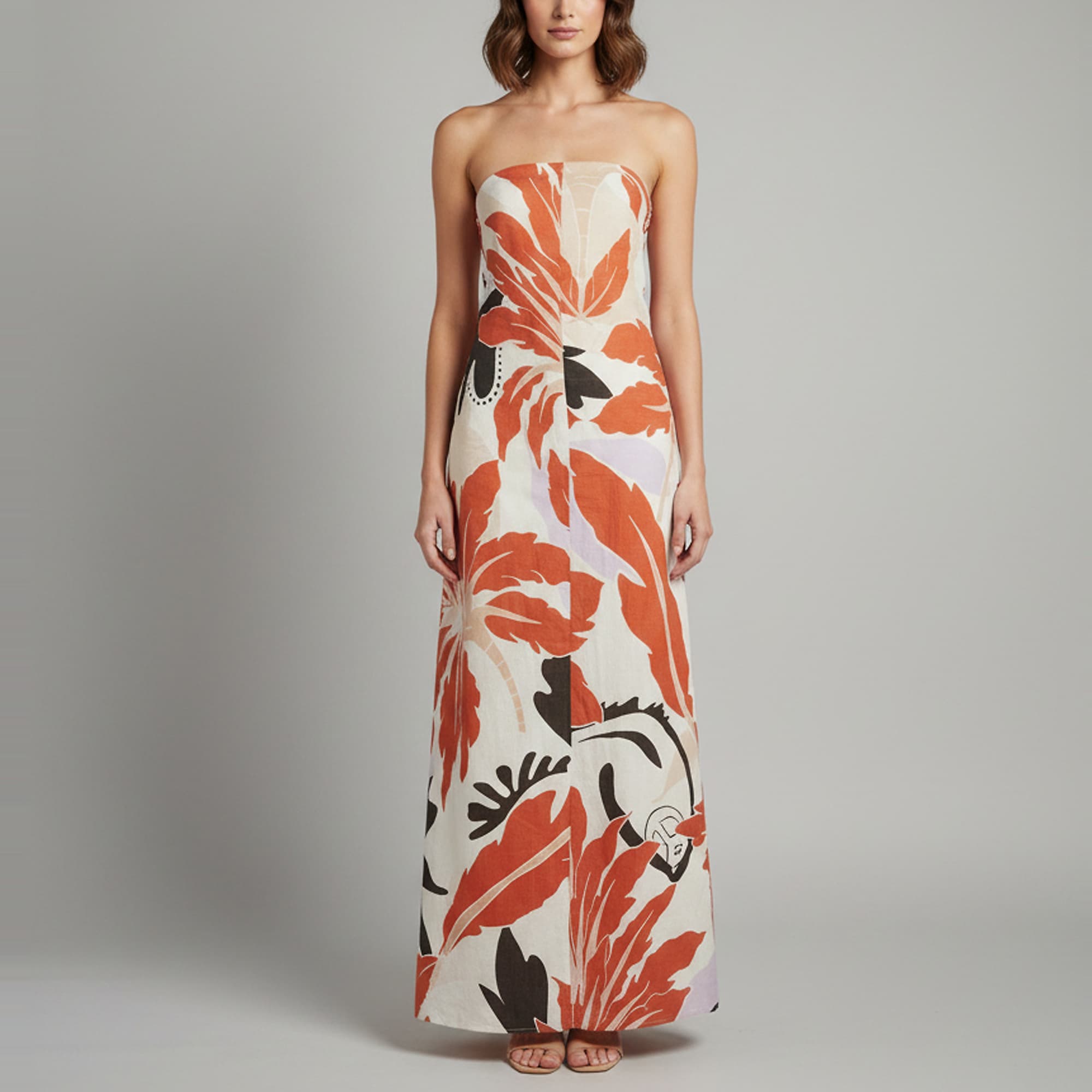 Second Summer Multicolour Floral Print Linen Tube Dress XS